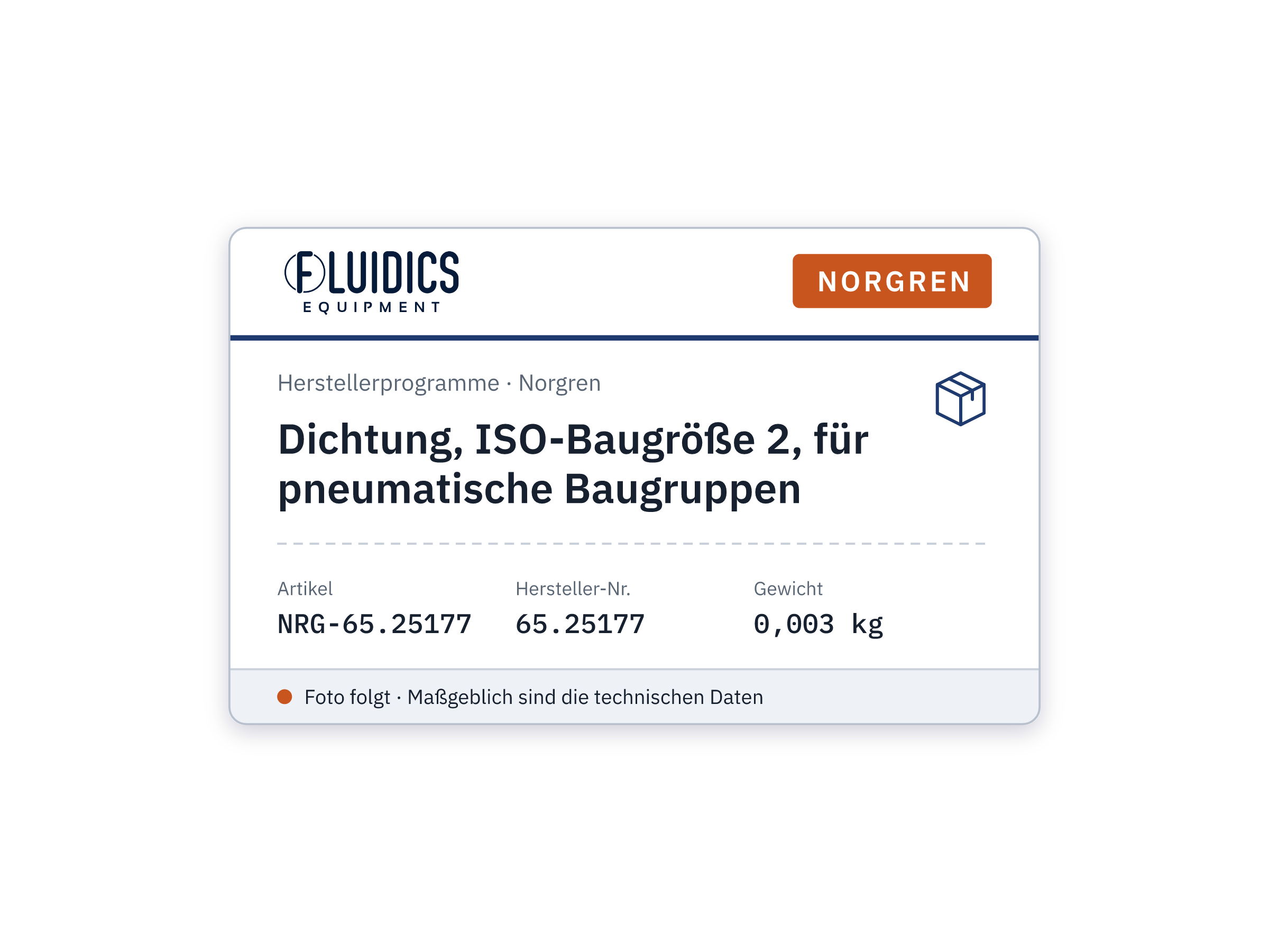Dichtung, ISO-Baugröße 2, für pneumatische Baugruppen - Norgren 65.25177