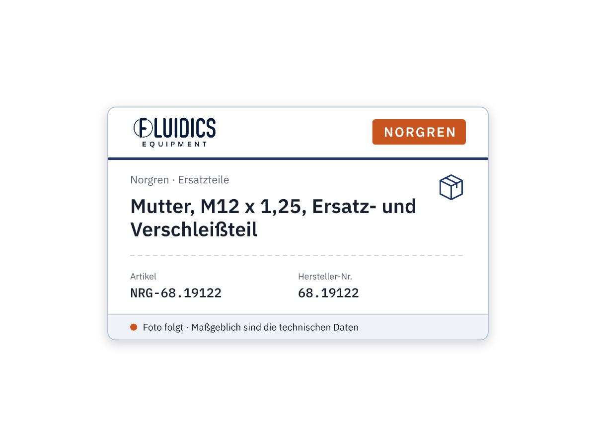 Mutter, M12 x 1,25, Ersatz- und Verschleißteil - Norgren 68.19122