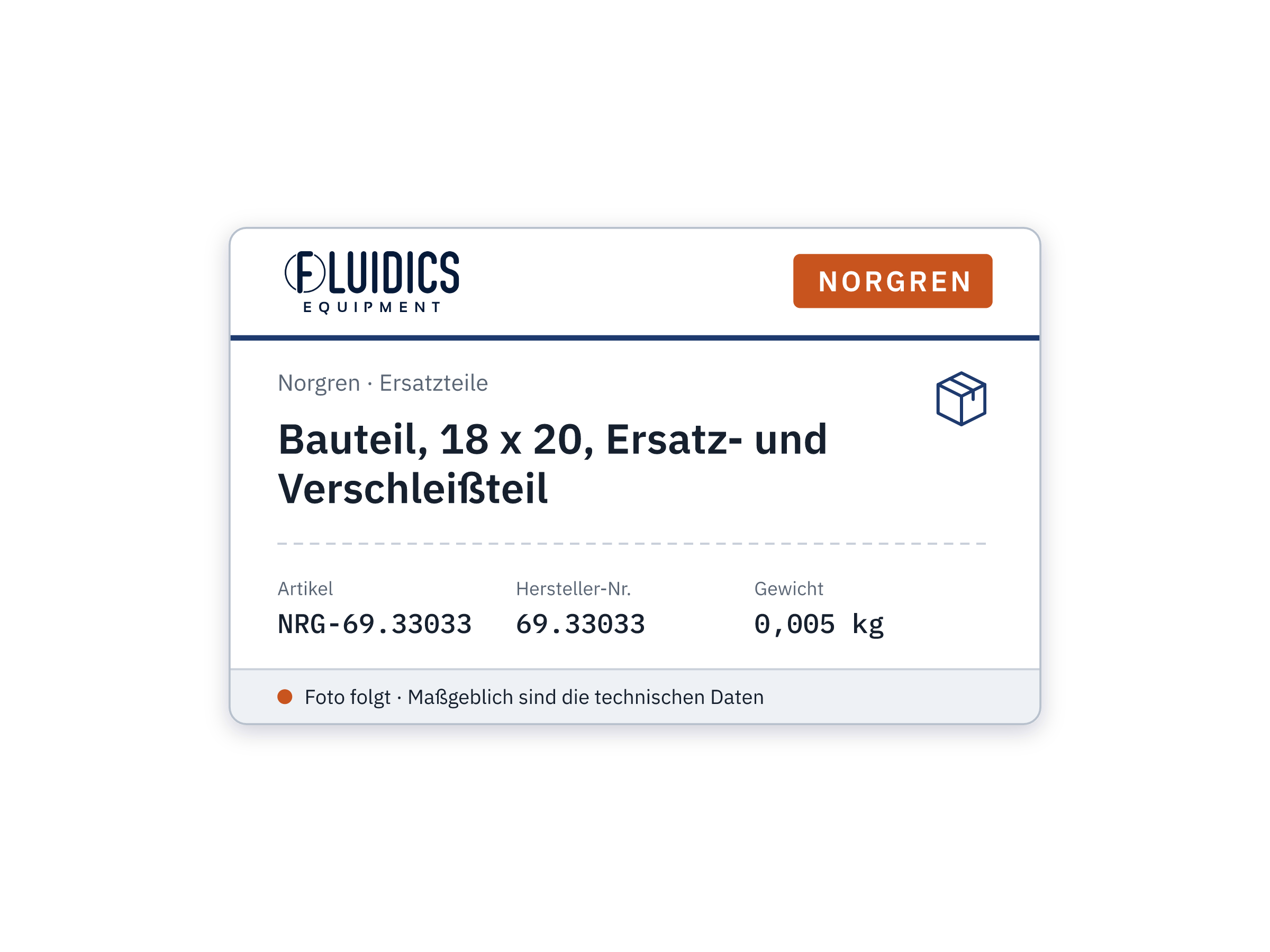Bauteil, 18 x 20, Ersatz- und Verschleißteil - Norgren 69.33033