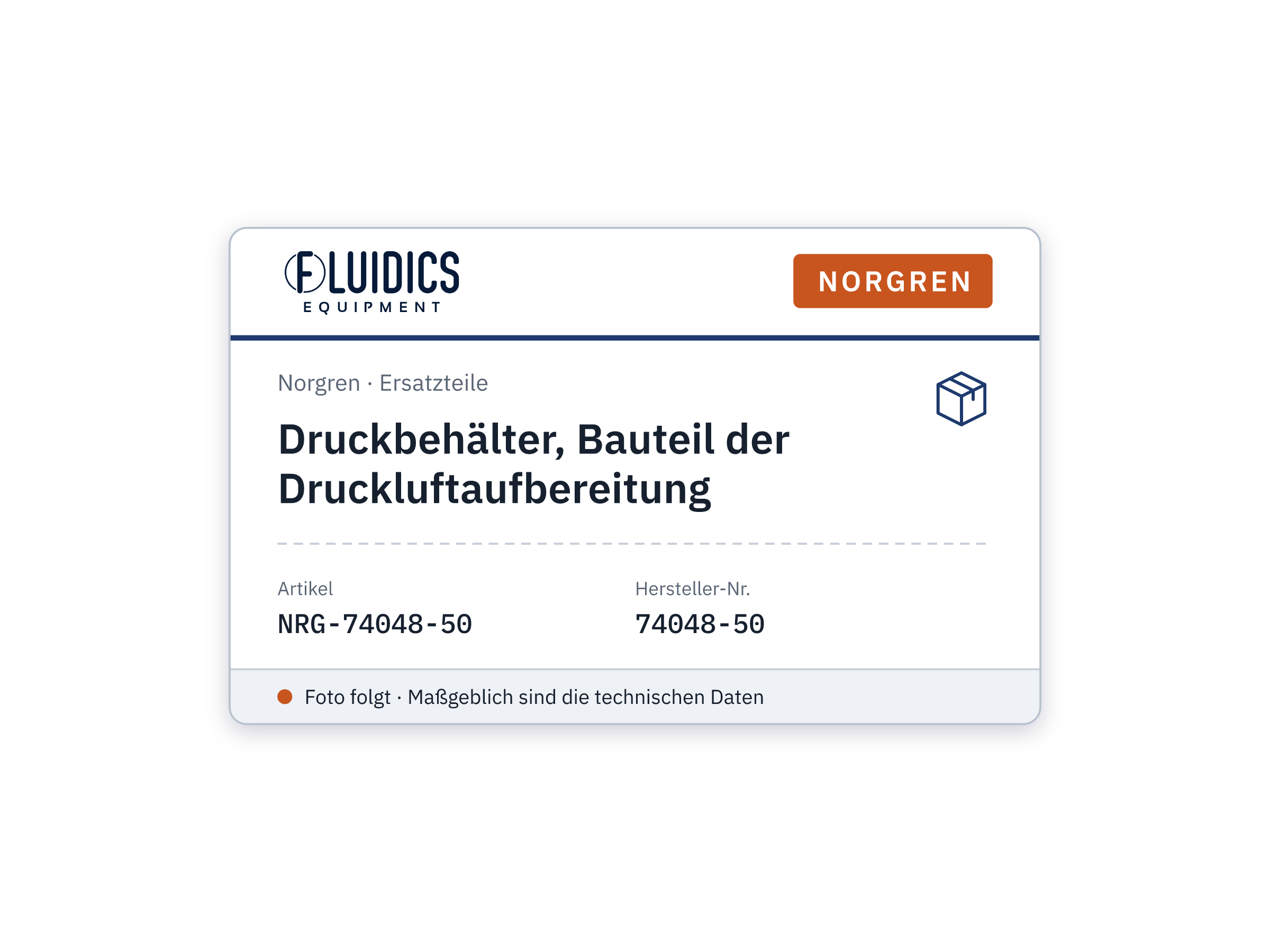 Druckbehälter, Bauteil der Druckluftaufbereitung - Norgren 74048-50