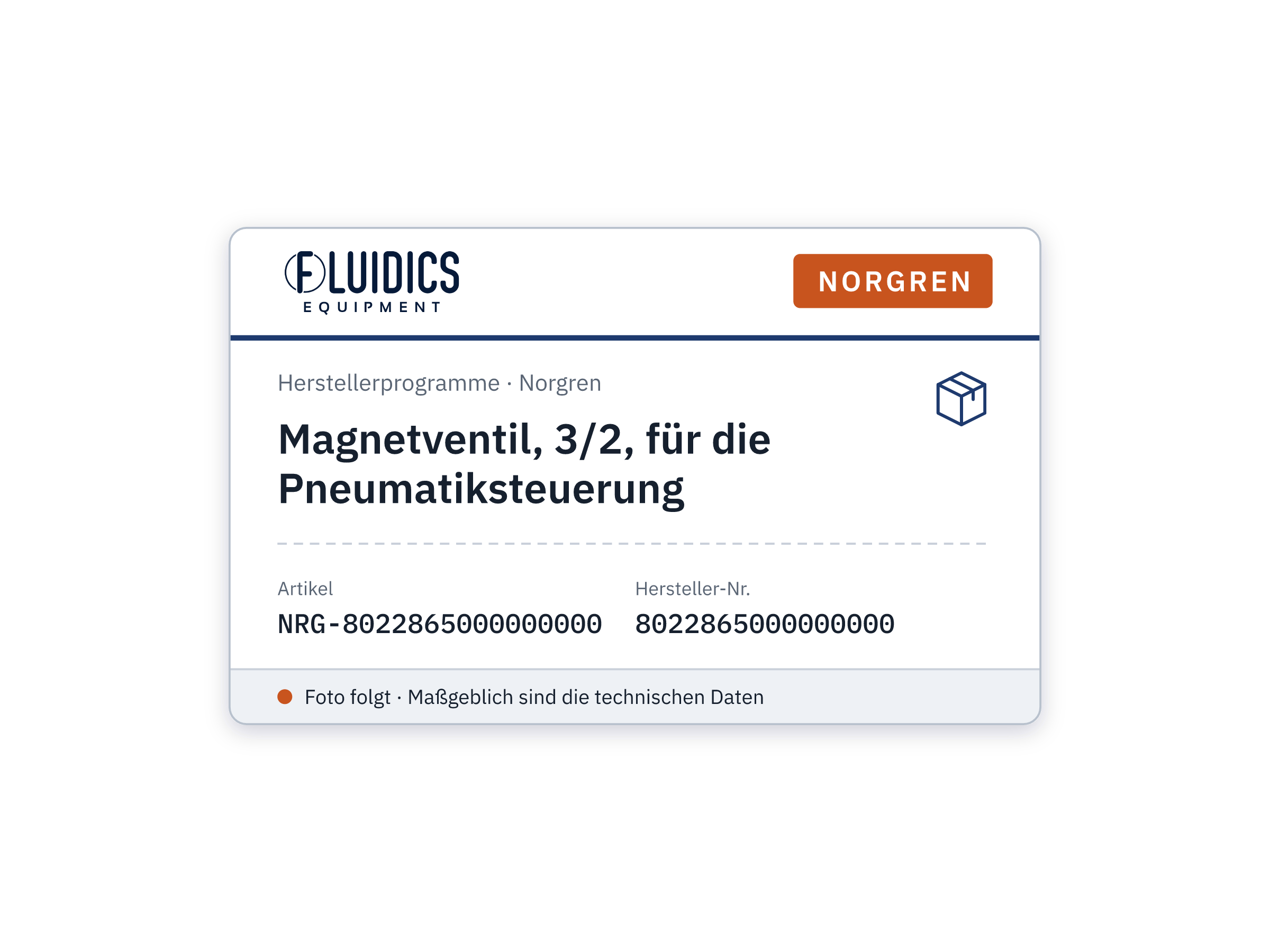 Magnetventil, 3/2, für die Pneumatiksteuerung - Norgren 8022865000000000