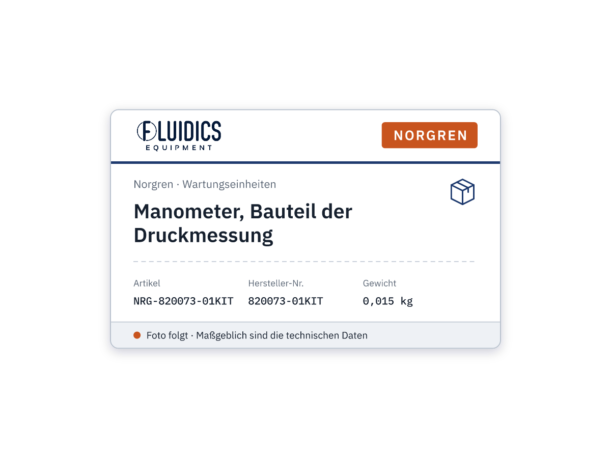 Manometer, Bauteil der Druckmessung - Norgren 820073-01KIT