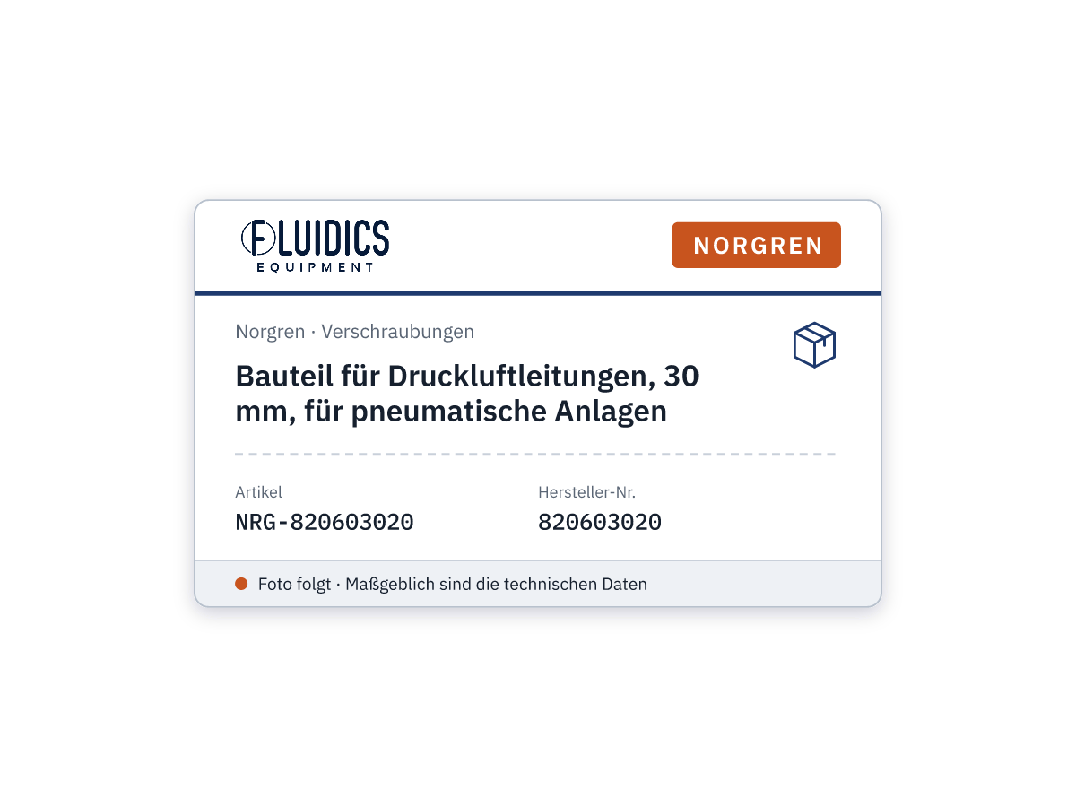 Bauteil für Druckluftleitungen, 30 mm, für pneumatische Anlagen - Norgren 820603020
