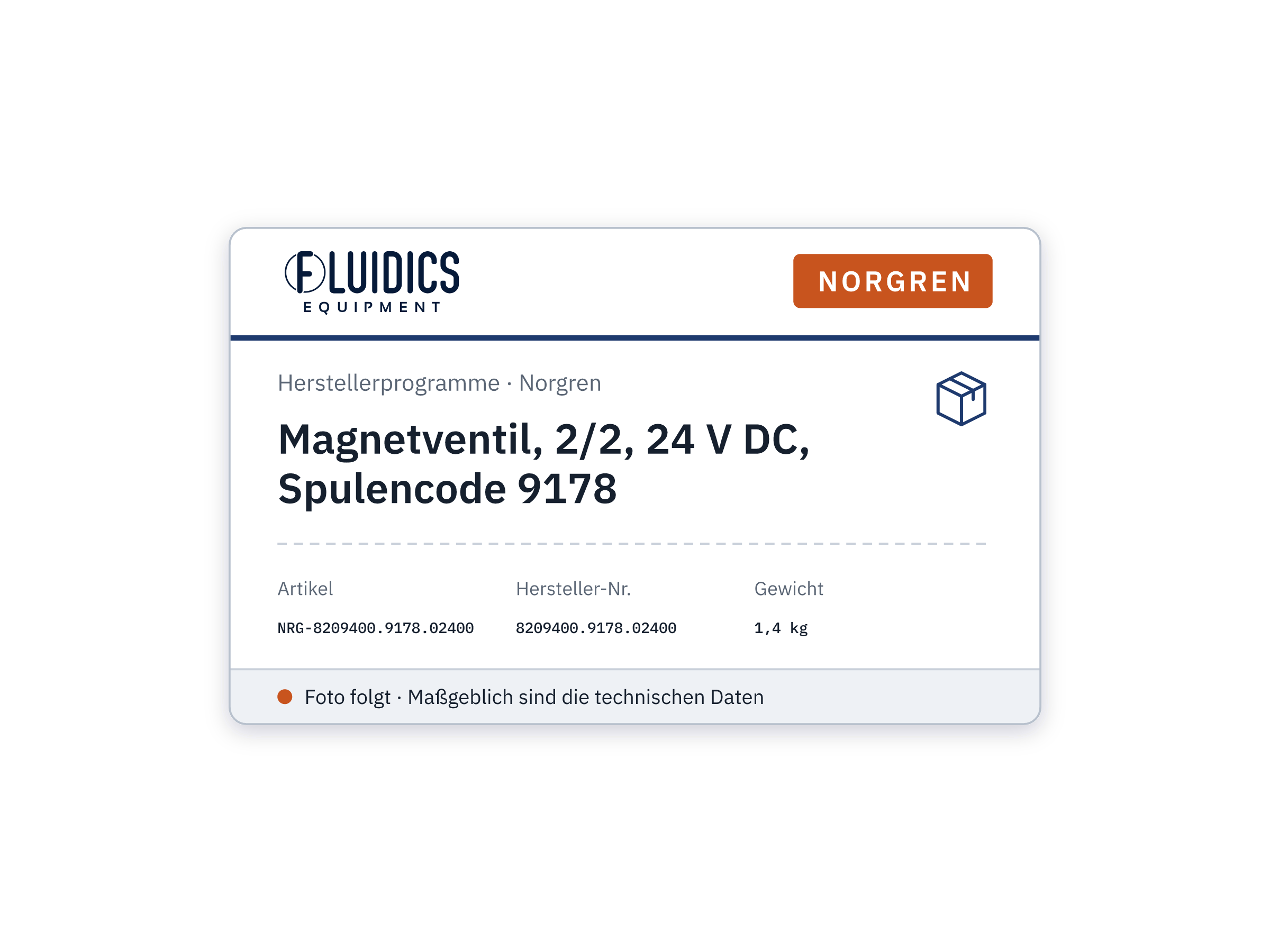 Magnetventil, 2/2, 24 V DC, Spulencode 9178 - Norgren 8209400.9178.02400