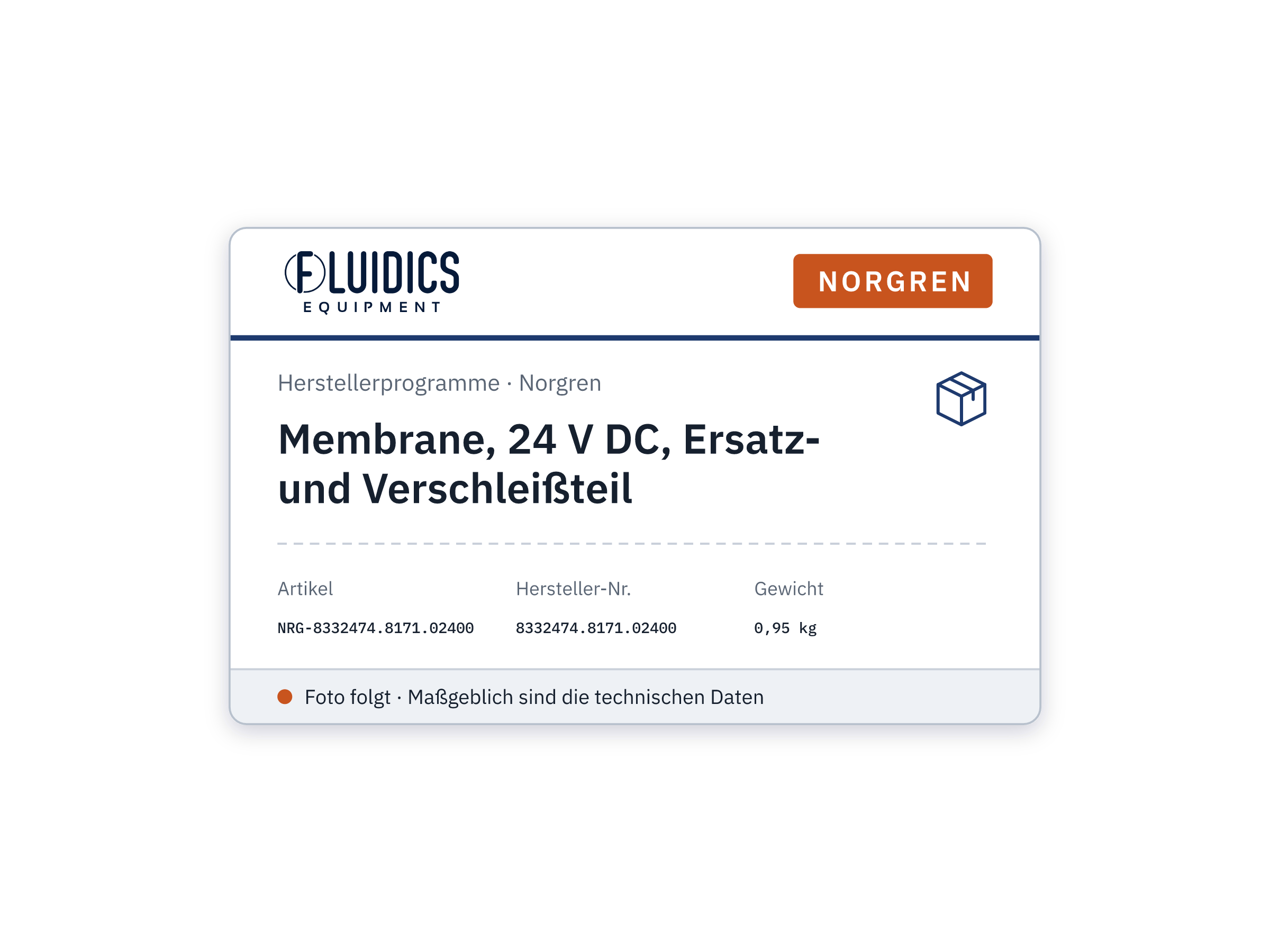Membrane, 24 V DC, Ersatz- und Verschleißteil - Norgren 8332474.8171.02400