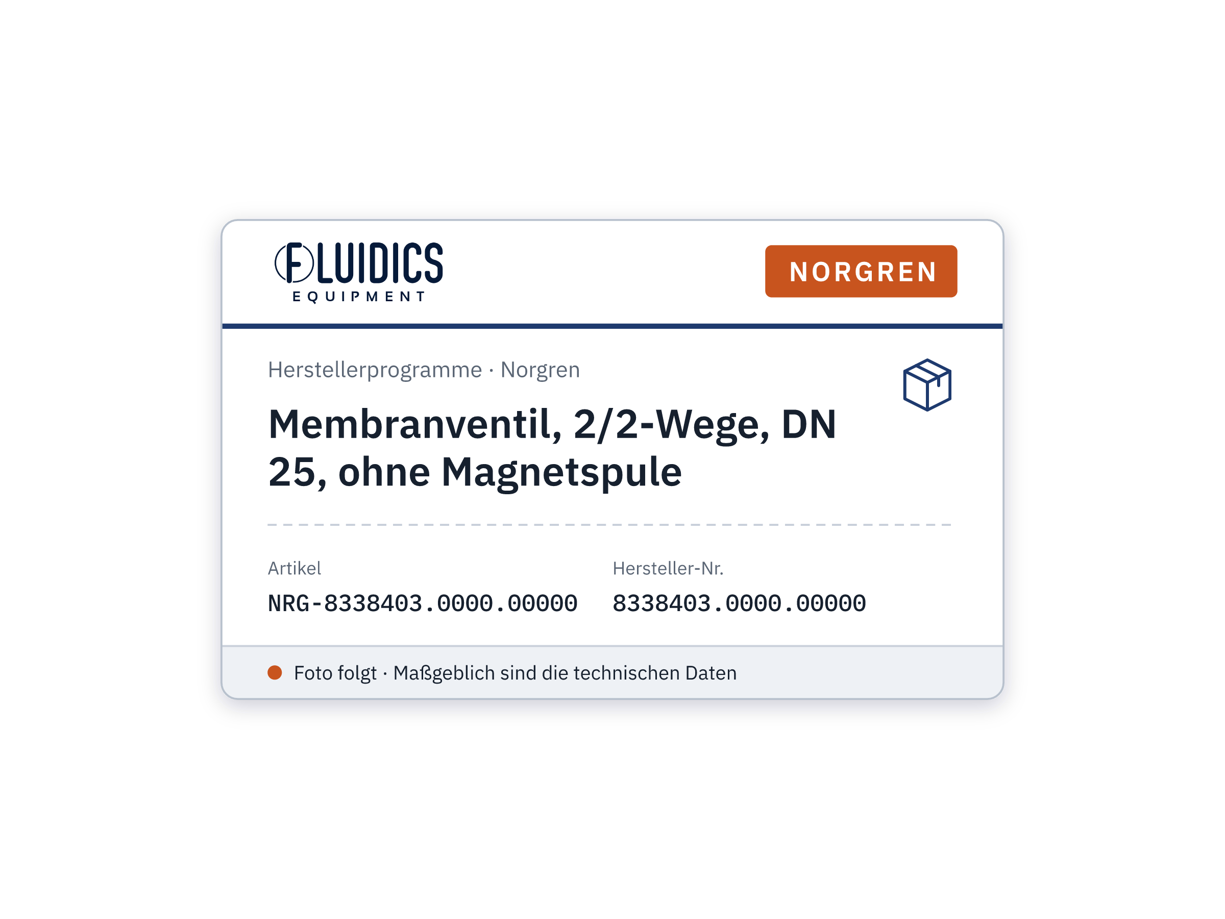 Membranventil, 2/2-Wege, DN 25, ohne Magnetspule - Norgren 8338403.0000.00000