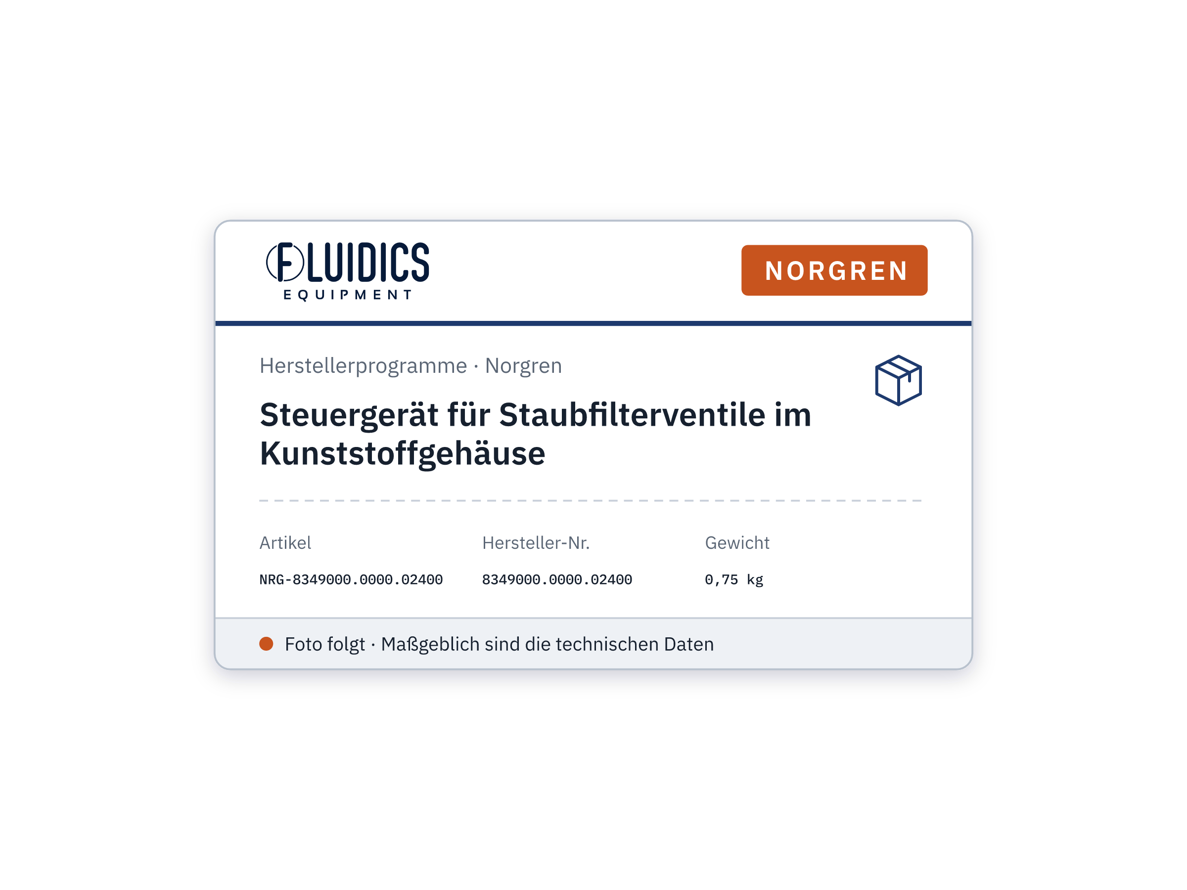 Steuergerät für Staubfilterventile im Kunststoffgehäuse - Norgren 8349000.0000.02400