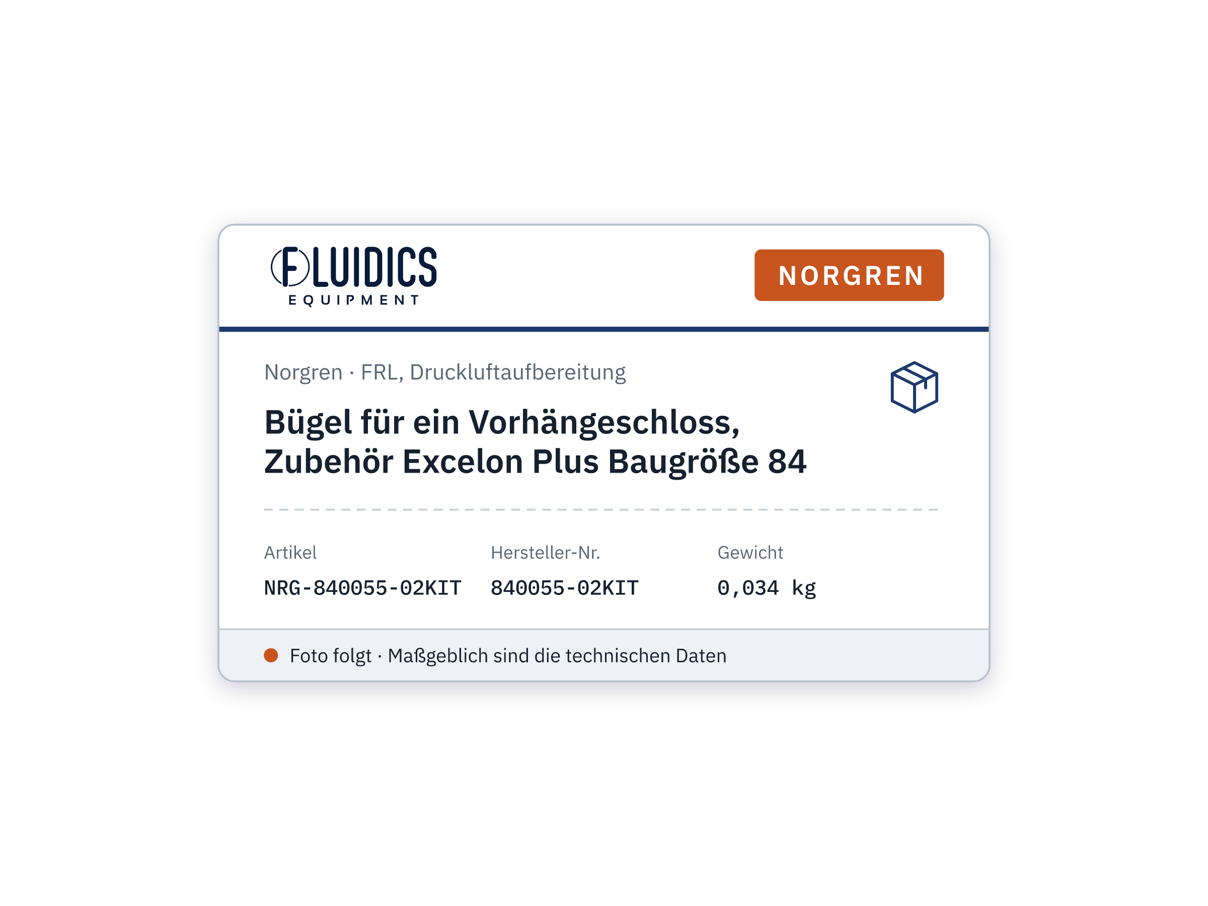 Bügel für ein Vorhängeschloss, Zubehör Excelon Plus Baugröße 84 - Norgren 840055-02KIT