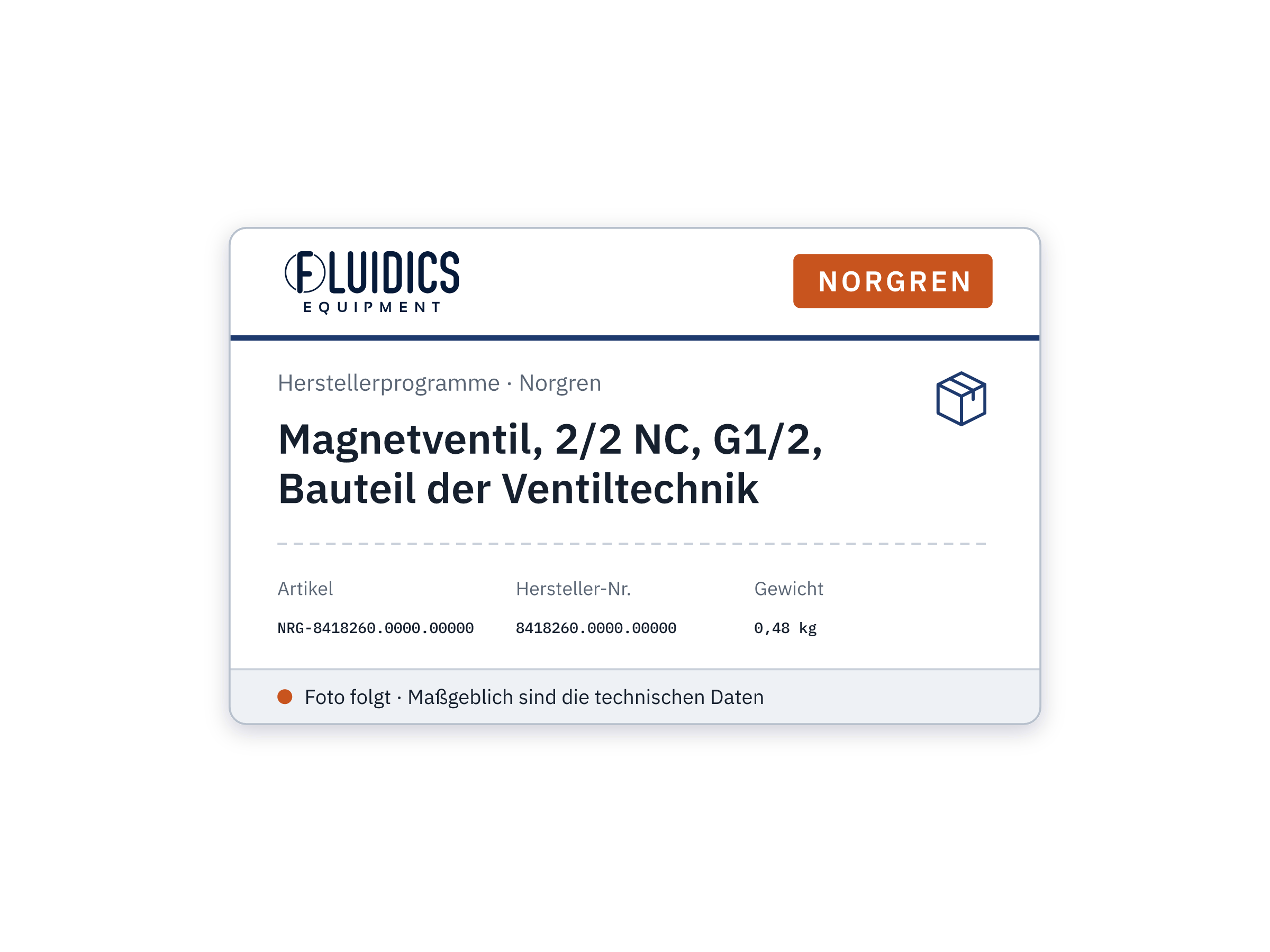 Magnetventil, 2/2 NC, G1/2, Bauteil der Ventiltechnik - Norgren 8418260.0000.00000