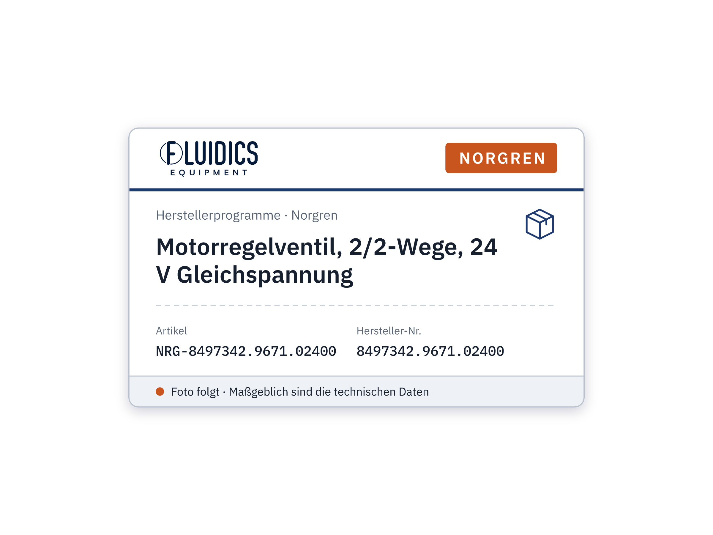 Motorregelventil, 2/2-Wege, 24 V Gleichspannung - Norgren 8497342.9671.02400