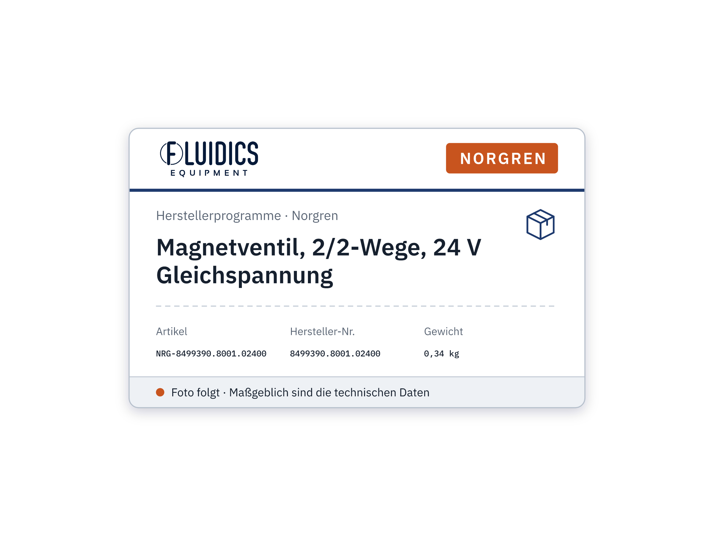 Magnetventil, 2/2-Wege, 24 V Gleichspannung - Norgren 8499390.8001.02400