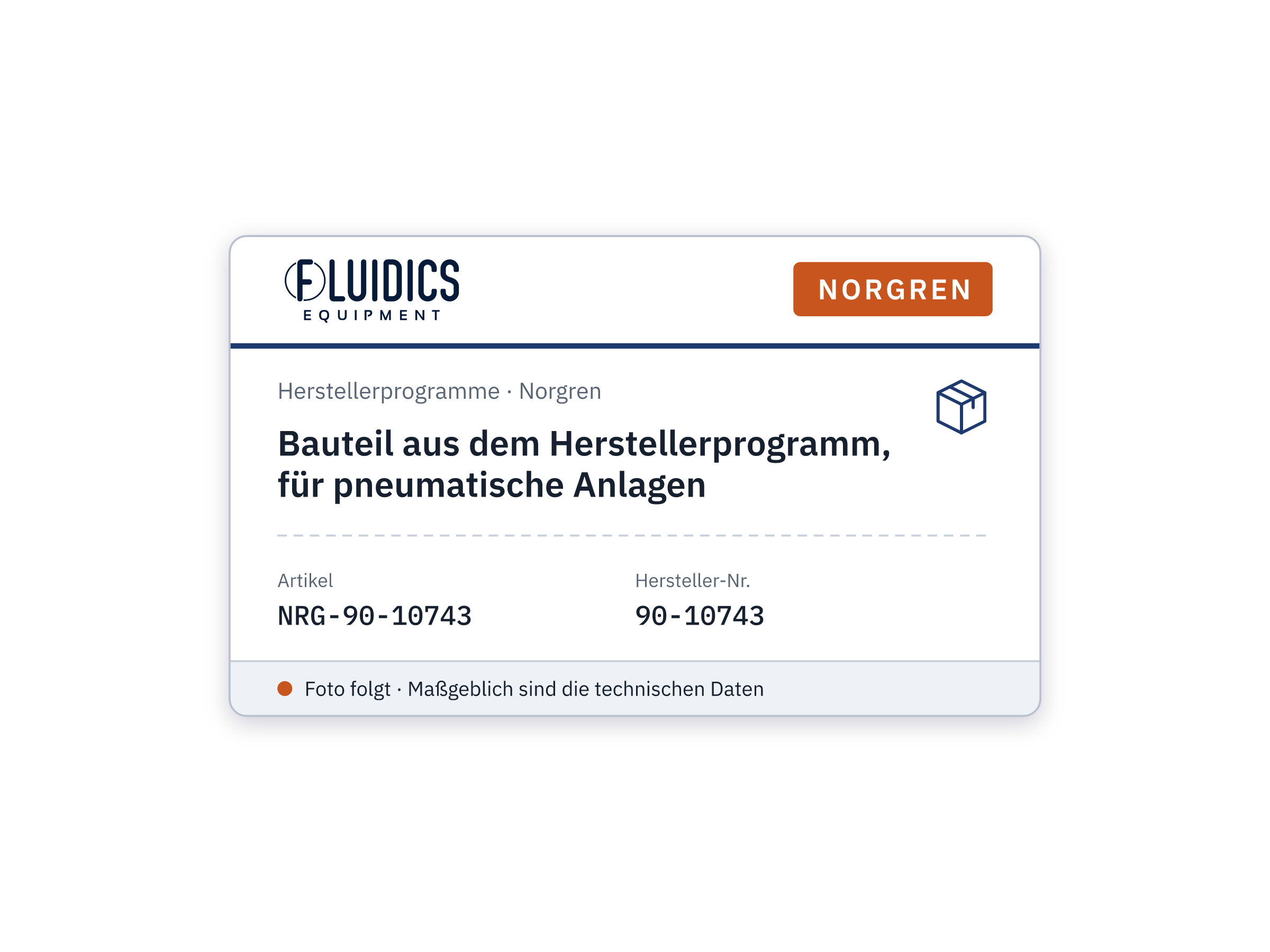 Bauteil aus dem Herstellerprogramm, für pneumatische Anlagen - Norgren 90-10743