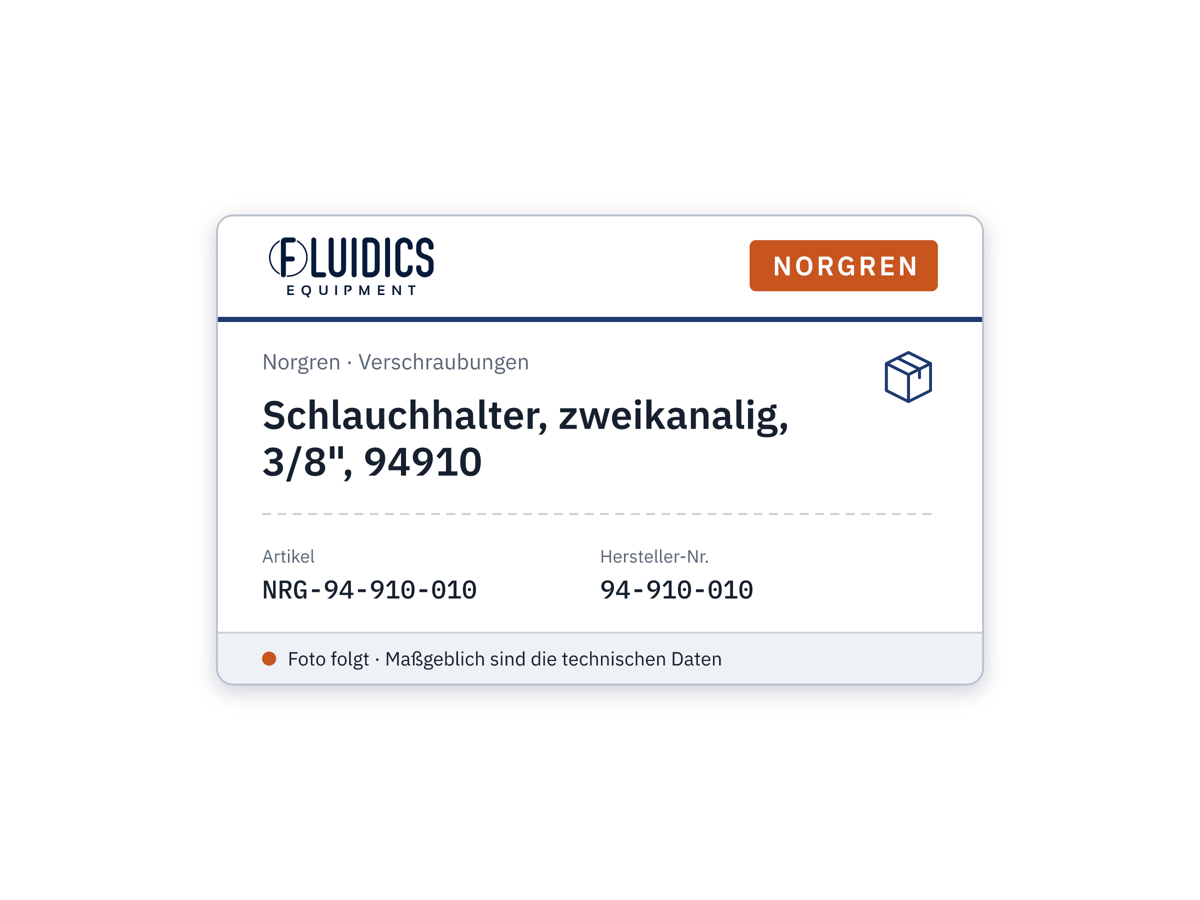 Schlauchhalter, zweikanalig, 3/8", 94910 - Norgren 94-910-010