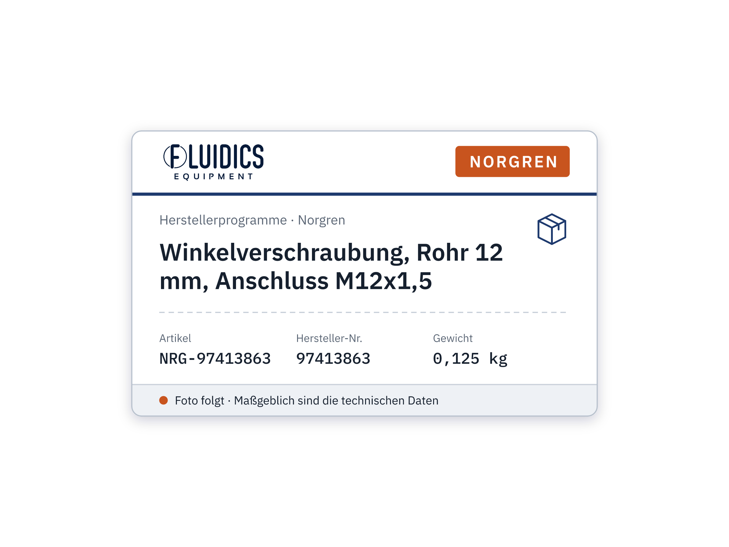 Winkelverschraubung, Rohr 12 mm, Anschluss M12x1,5 - Norgren 97413863