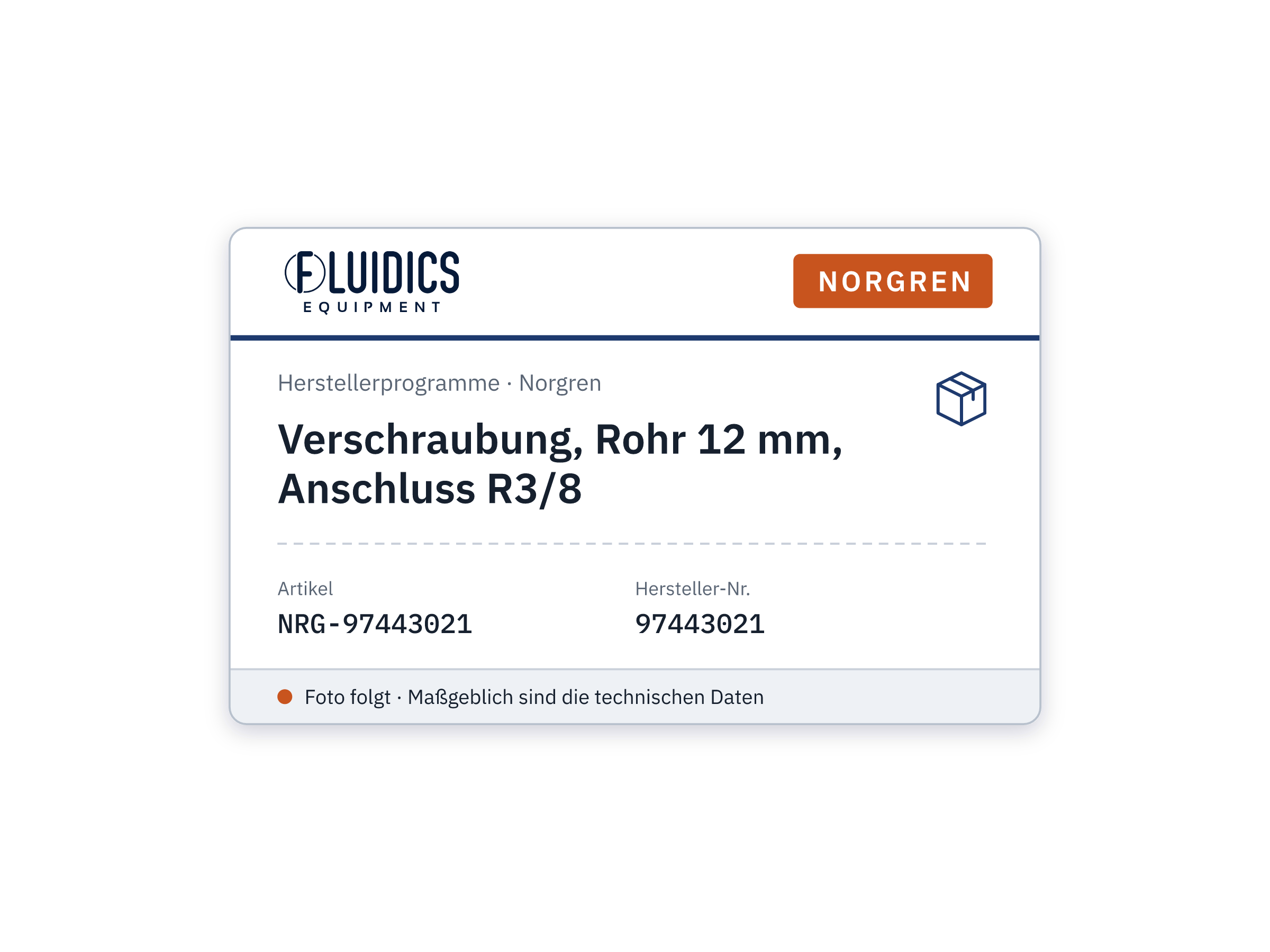 Verschraubung, Rohr 12 mm, Anschluss R3/8 - Norgren 97443021