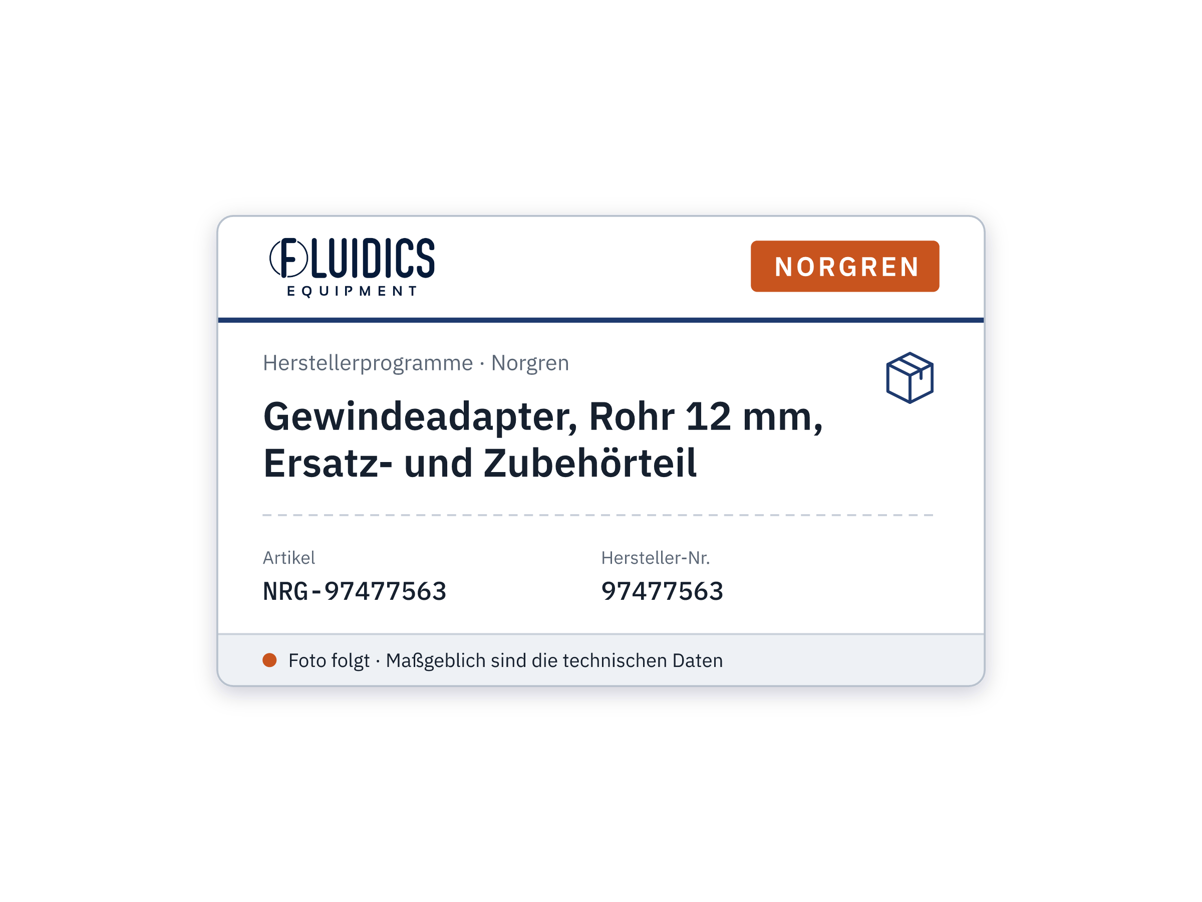 Gewindeadapter, Rohr 12 mm, Ersatz- und Zubehörteil - Norgren 97477563