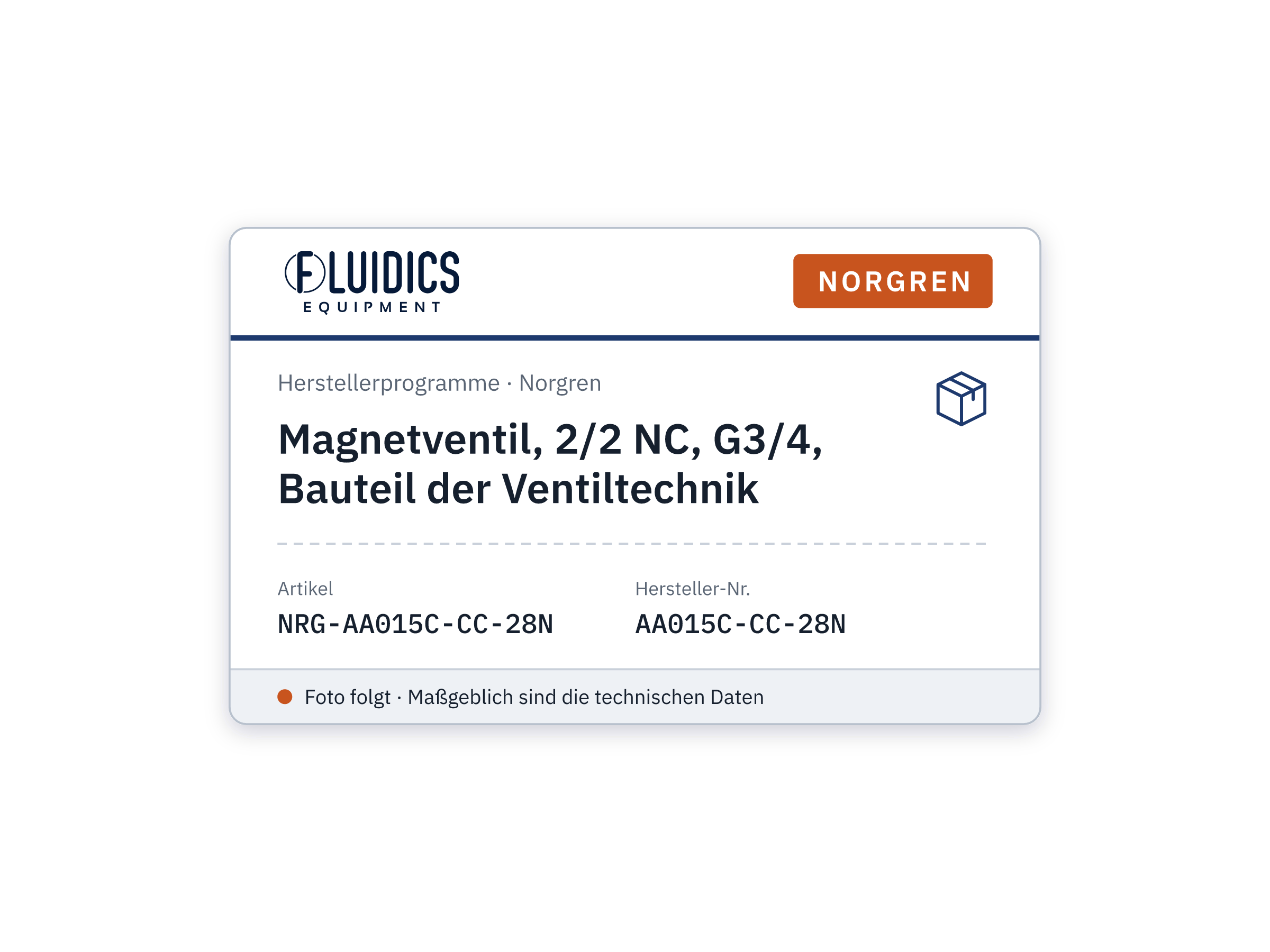 Magnetventil, 2/2 NC, G3/4, Bauteil der Ventiltechnik - Norgren AA015C-CC-28N