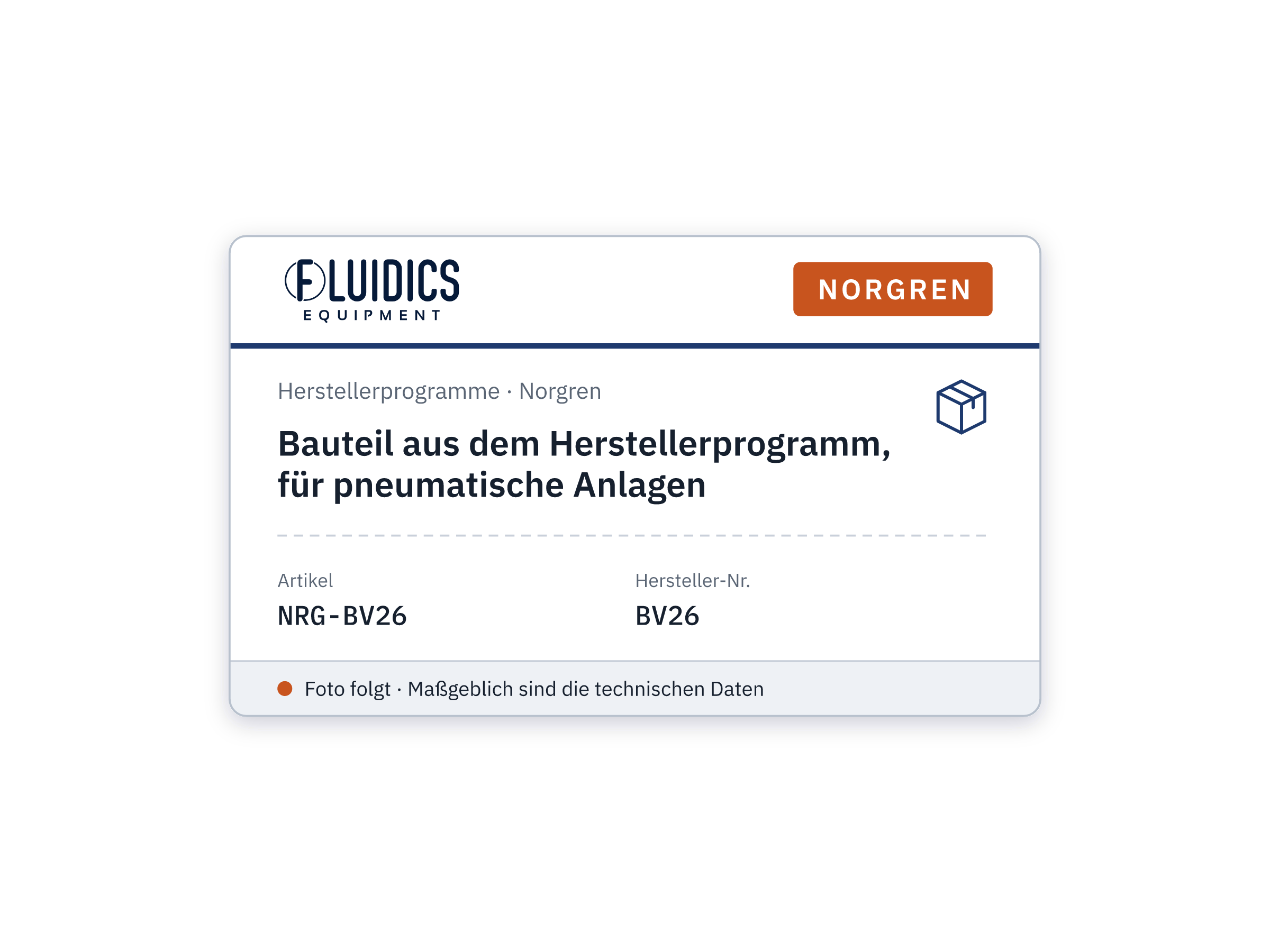 Bauteil aus dem Herstellerprogramm, für pneumatische Anlagen - Norgren BV26