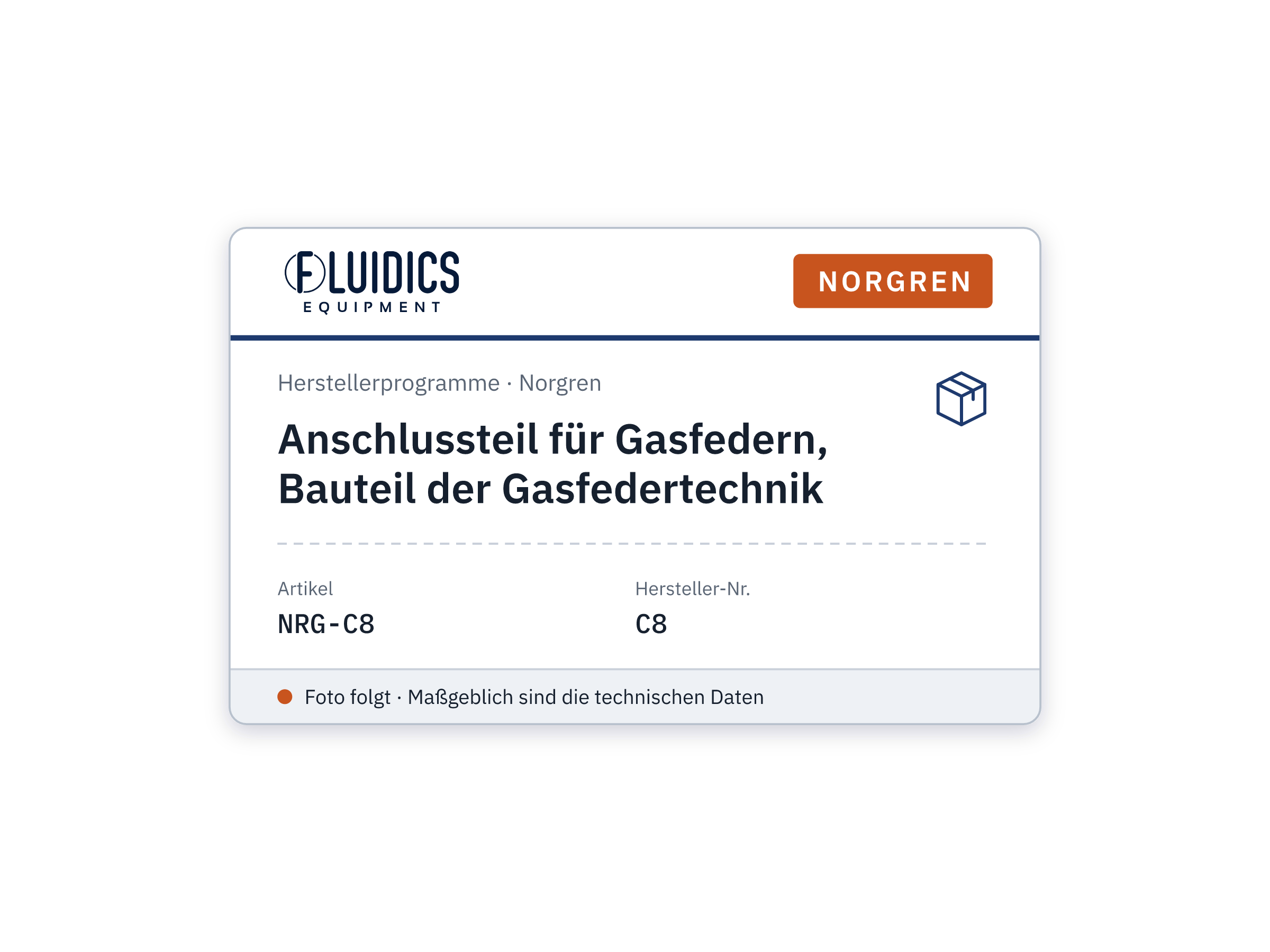 Anschlussteil für Gasfedern, Bauteil der Gasfedertechnik - Norgren C8