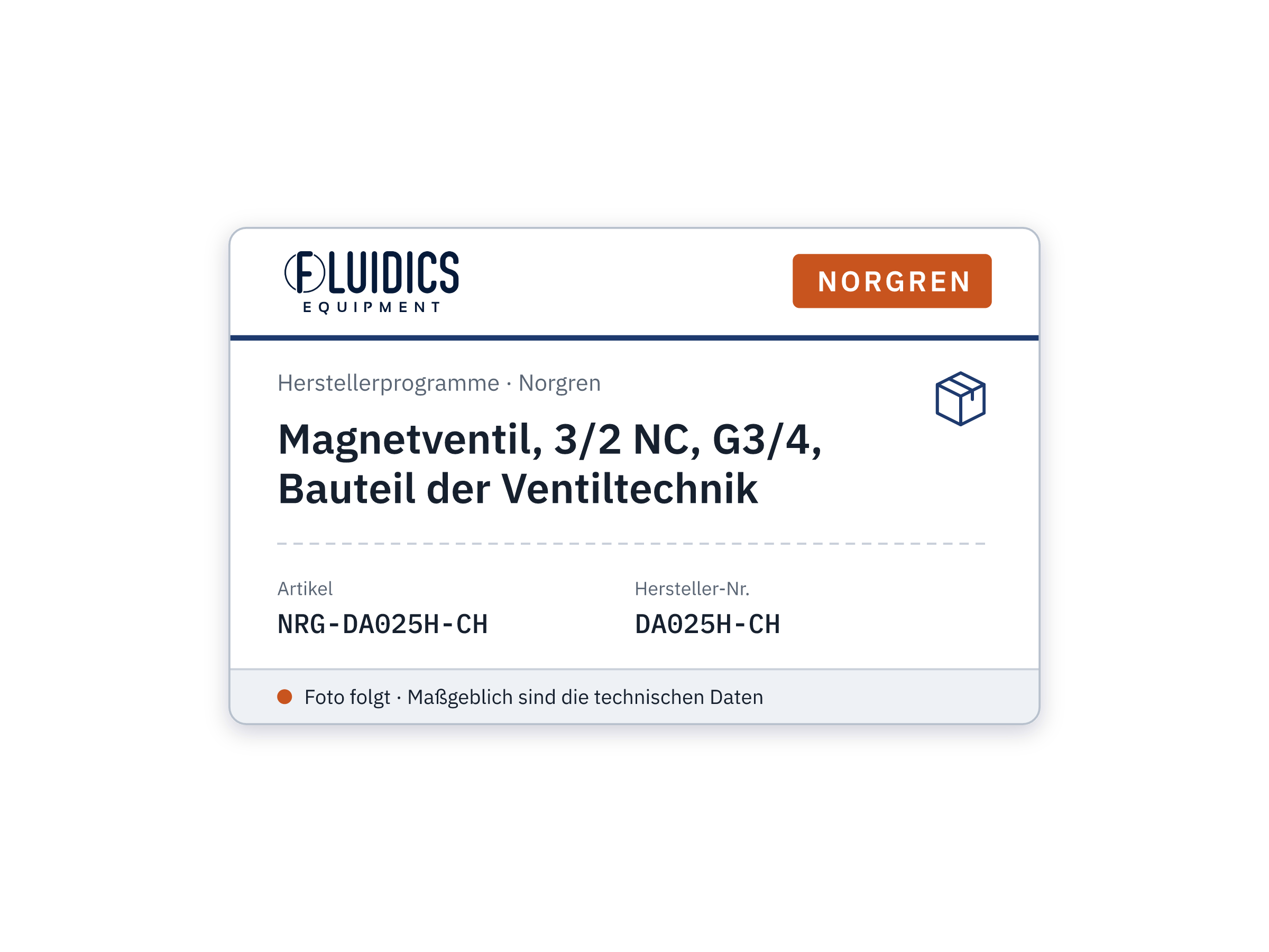 Magnetventil, 3/2 NC, G3/4, Bauteil der Ventiltechnik - Norgren DA025H-CH