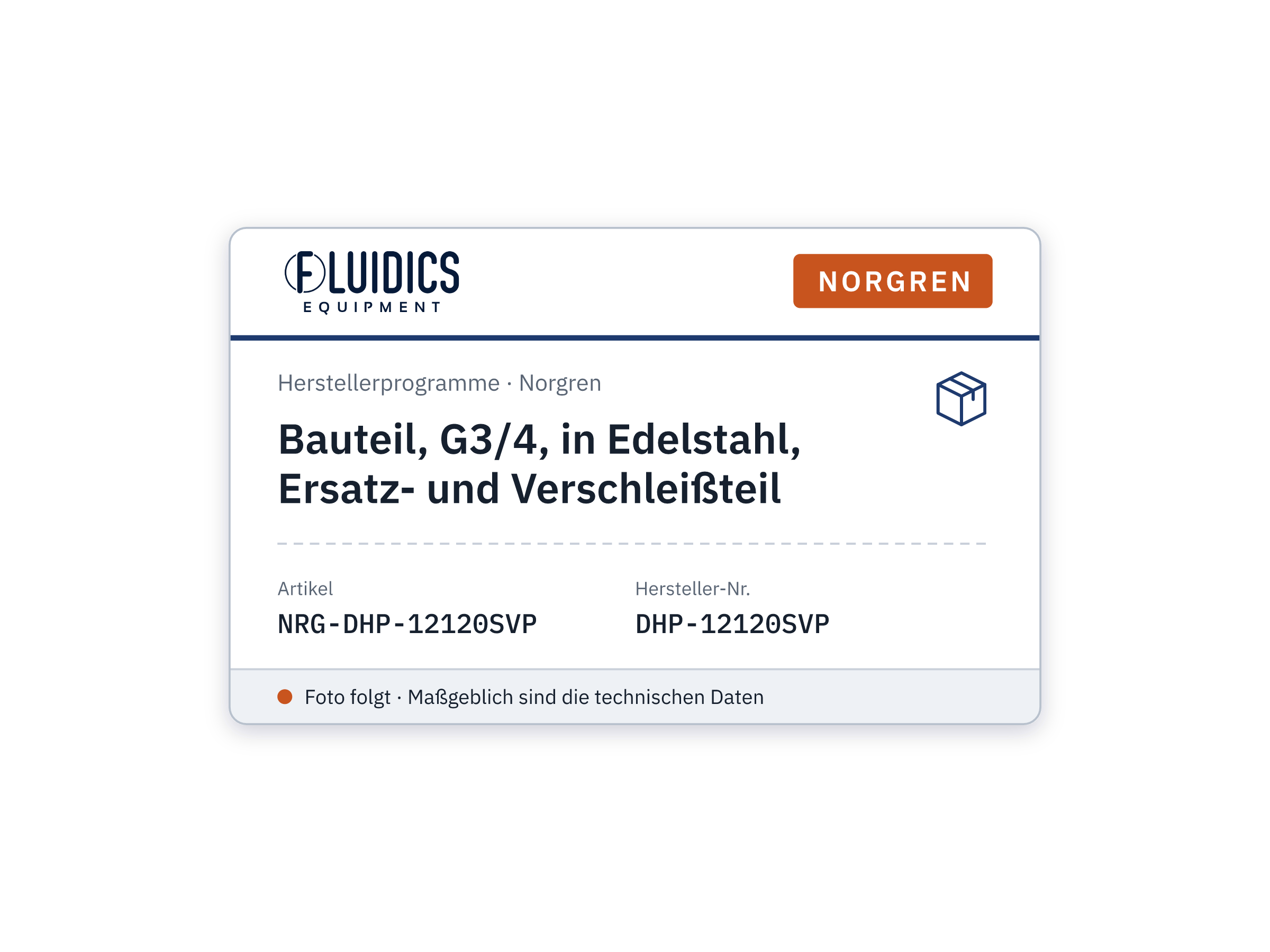 Bauteil, G3/4, in Edelstahl, Ersatz- und Verschleißteil - Norgren DHP-12120SVP