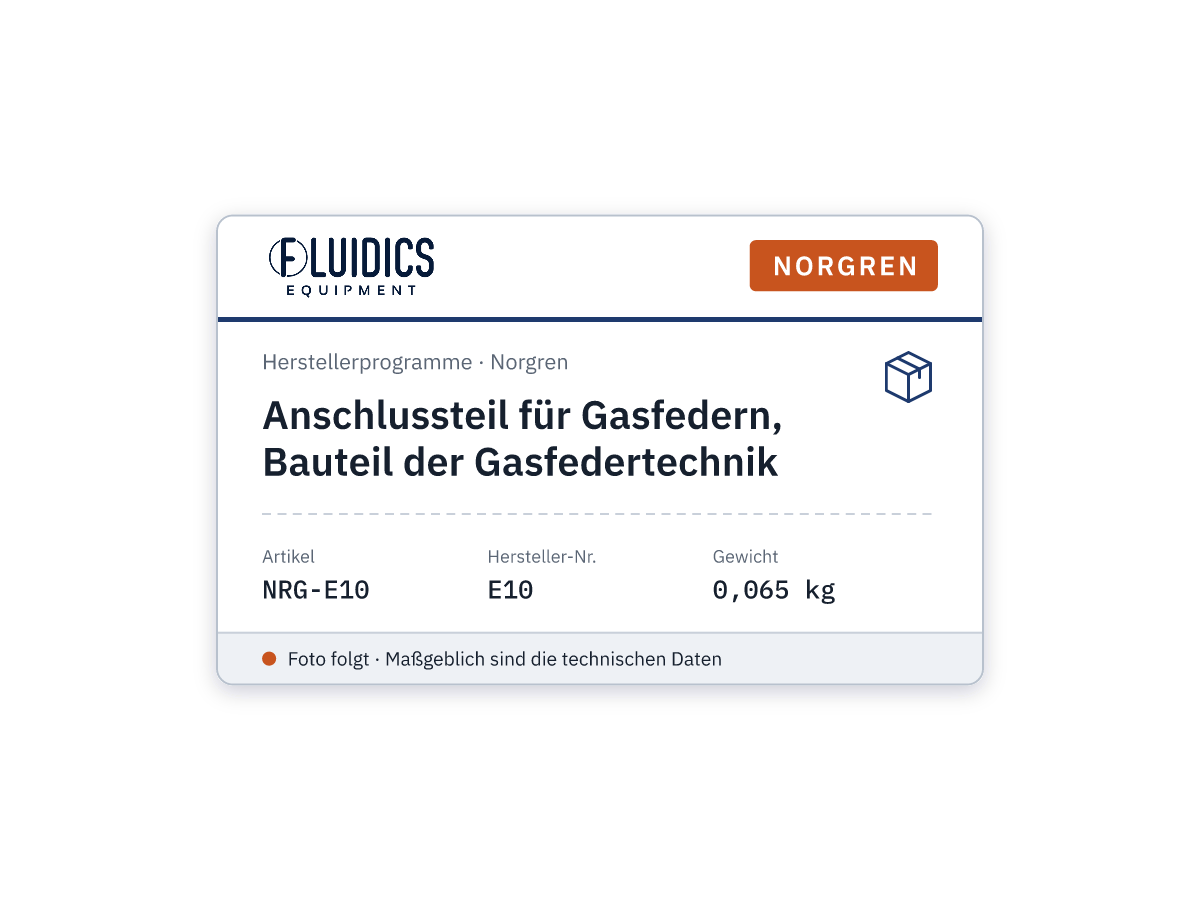 Anschlussteil für Gasfedern, Bauteil der Gasfedertechnik - Norgren E10