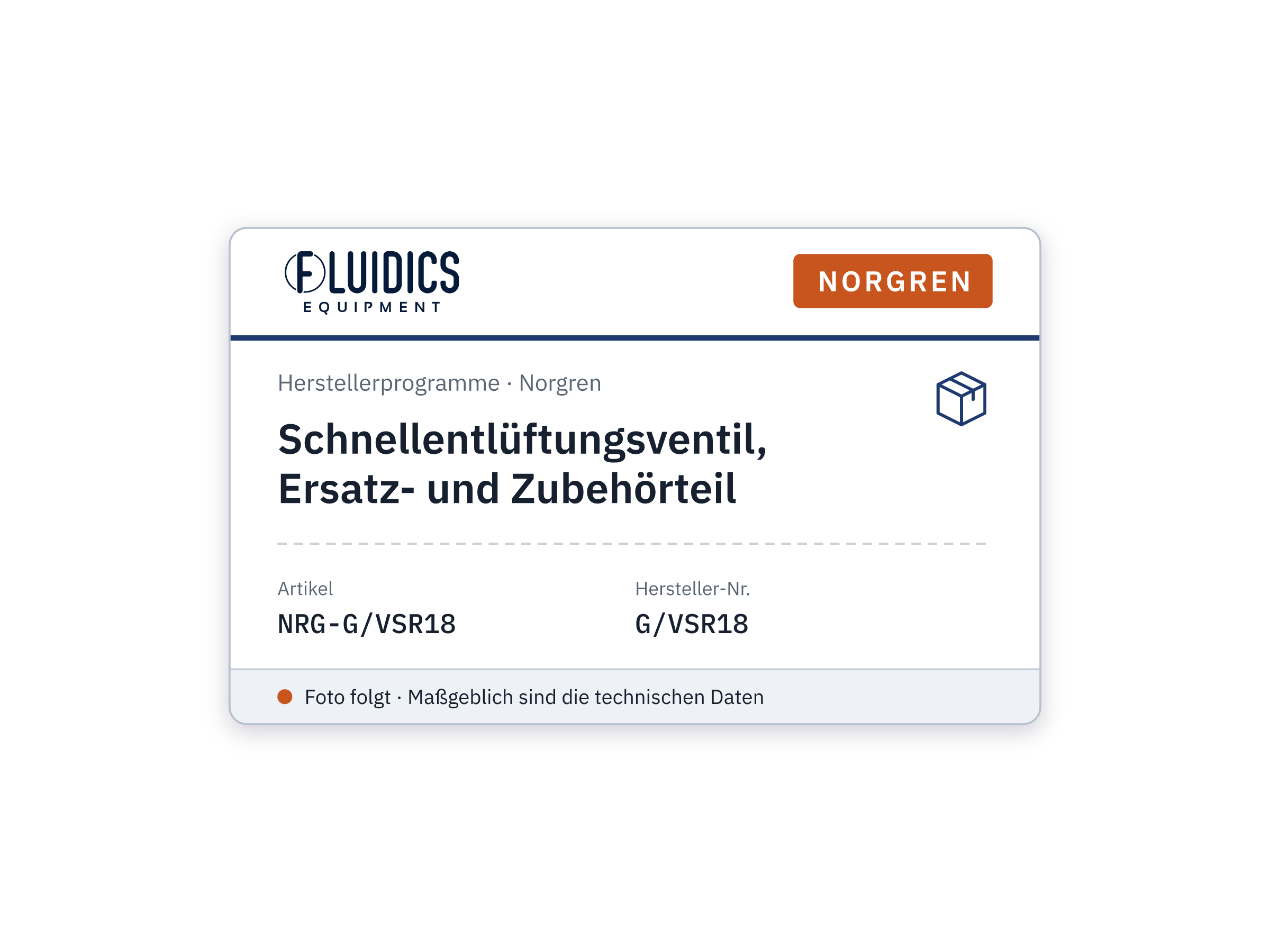 Schnellentlüftungsventil, Ersatz- und Zubehörteil - Norgren G/VSR18