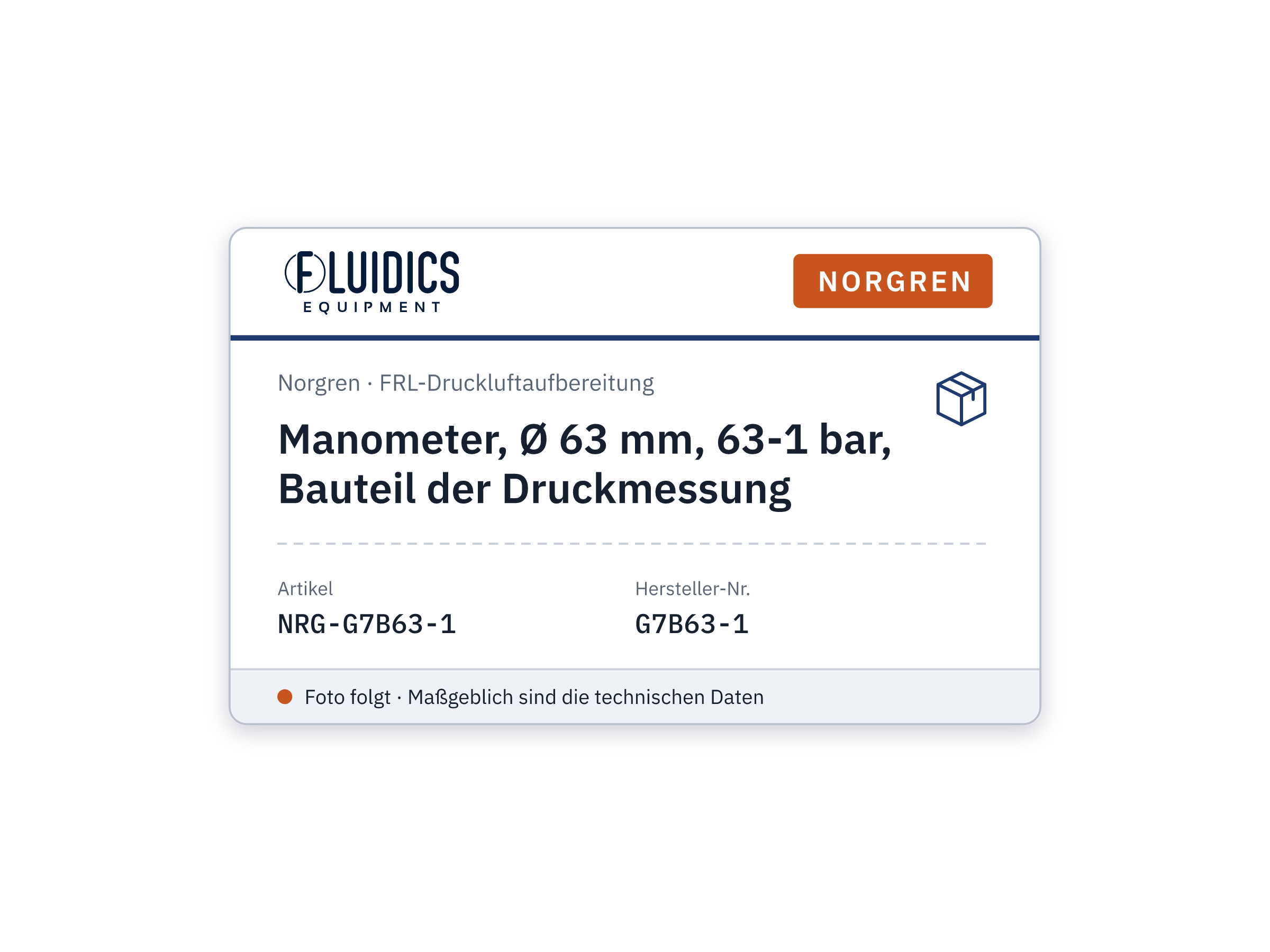 Manometer, Ø 63 mm, 63-1 bar, Bauteil der Druckmessung - Norgren G7B63-1