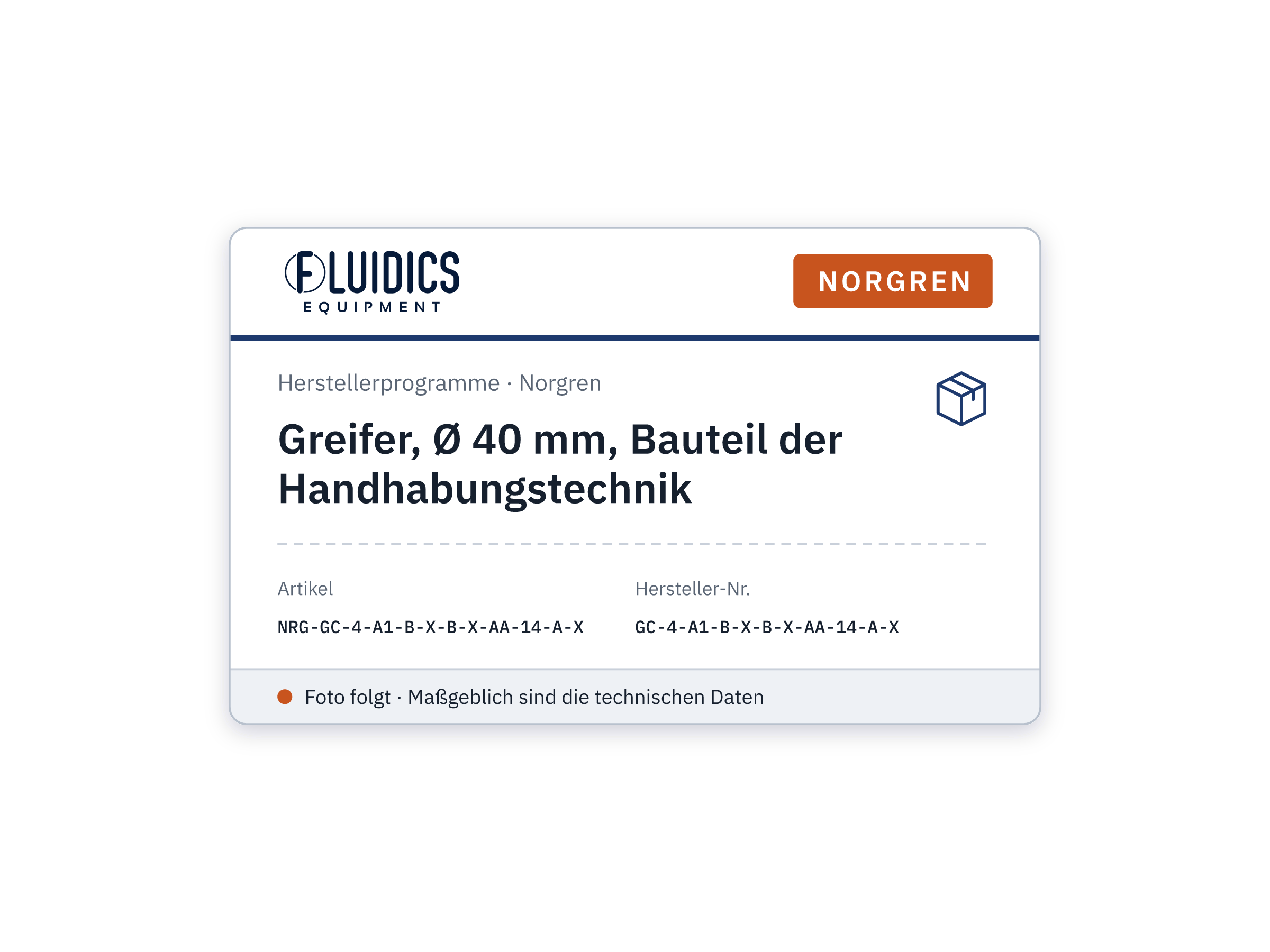 Greifer, Ø 40 mm, Bauteil der Handhabungstechnik - Norgren GC-4-A1-B-X-B-X-AA-14-A-X