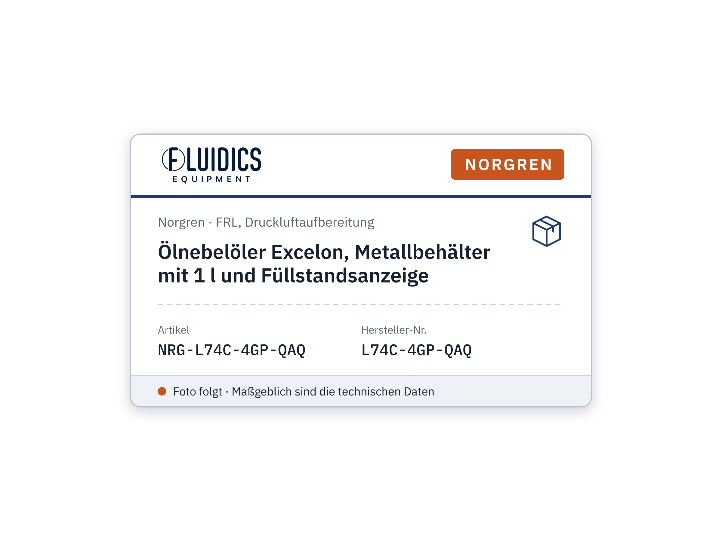 Excelon oil fog lubricator, 1 litre metal bowl with liquid level indicator - Norgren L74C-4GP-QAQ