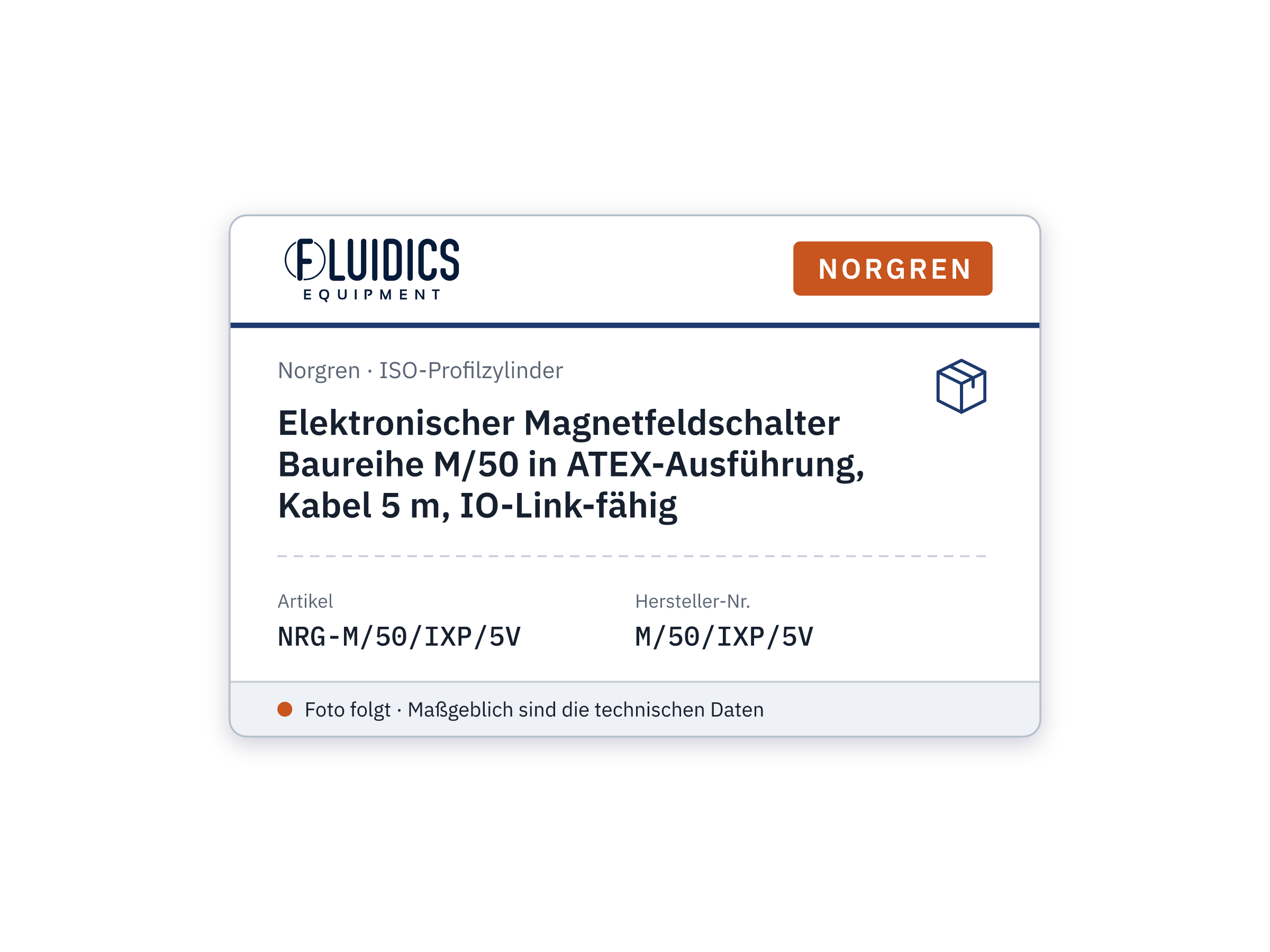 Elektronischer Magnetfeldschalter Baureihe M/50 in ATEX-Ausführung, Kabel 5 m, IO-Link-fähig - Norgren M/50/IXP/5V