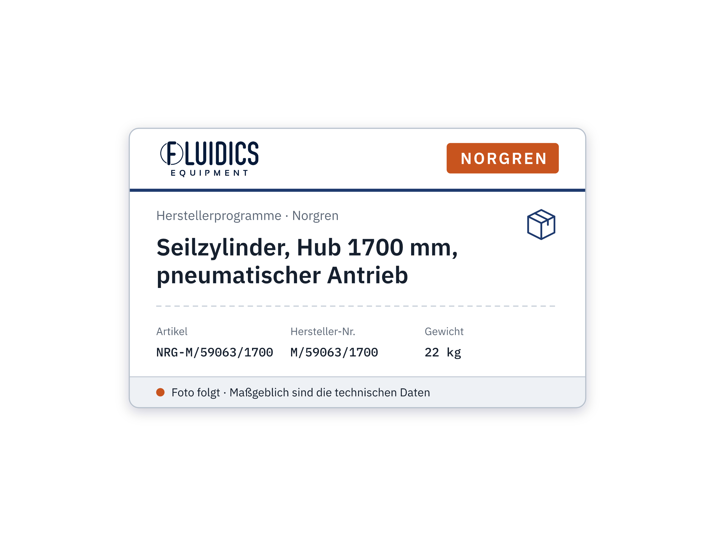 Seilzylinder, Hub 1700 mm, pneumatischer Antrieb - Norgren M/59063/1700