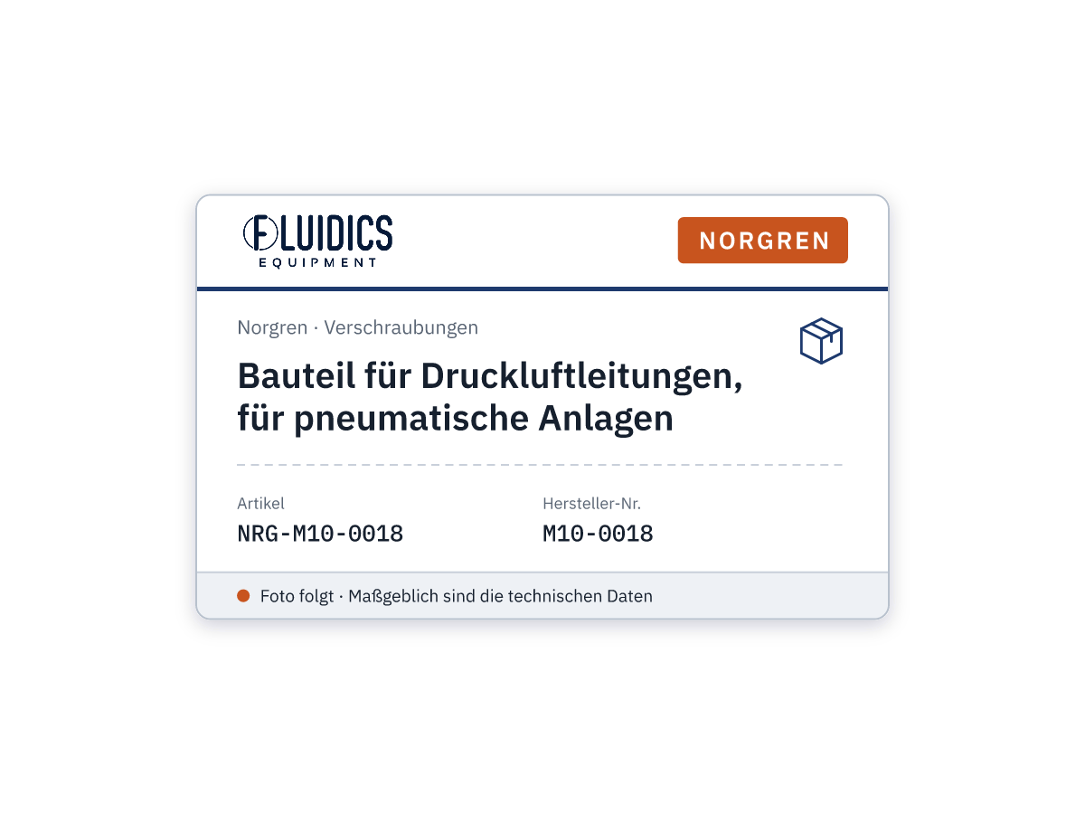 Bauteil für Druckluftleitungen, für pneumatische Anlagen - Norgren M10-0018