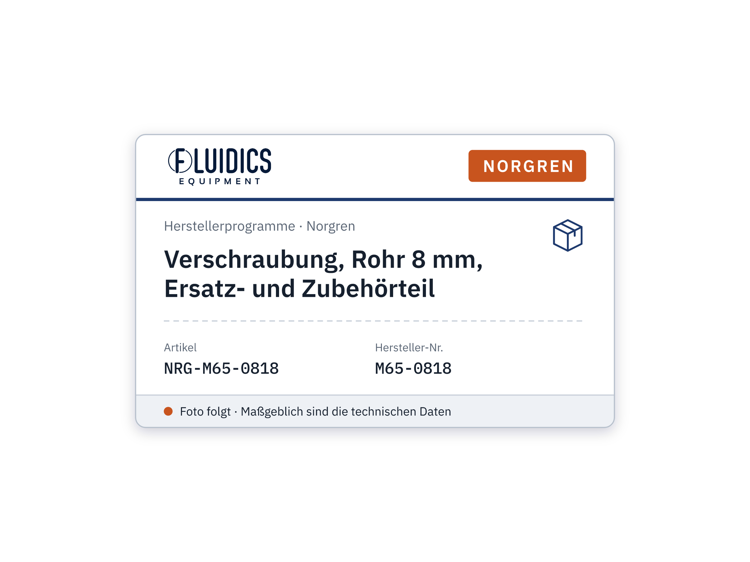 Verschraubung, Rohr 8 mm, Ersatz- und Zubehörteil - Norgren M65-0818