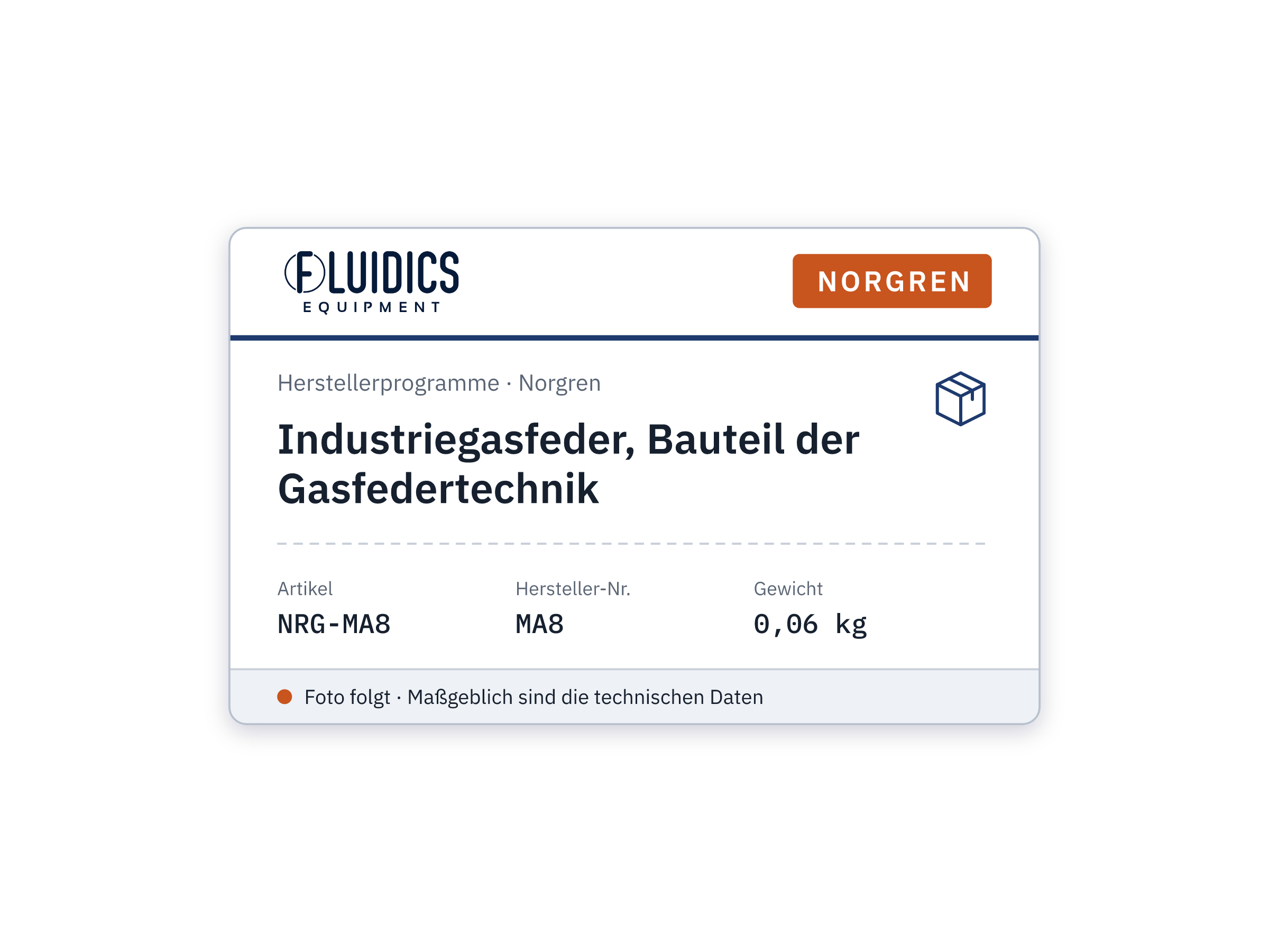 Industriegasfeder, Bauteil der Gasfedertechnik - Norgren MA8