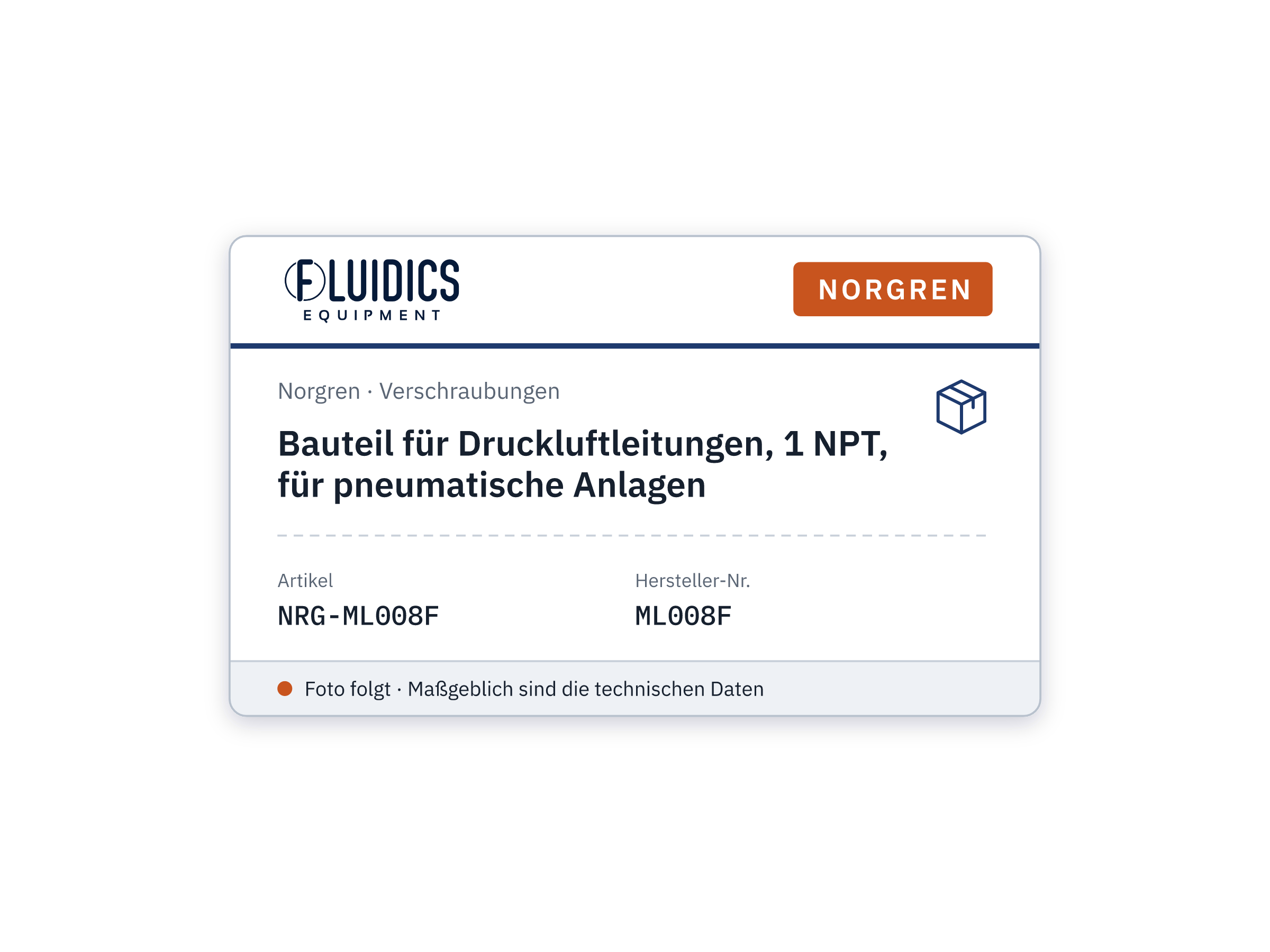 Bauteil für Druckluftleitungen, 1 NPT, für pneumatische Anlagen - Norgren ML008F
