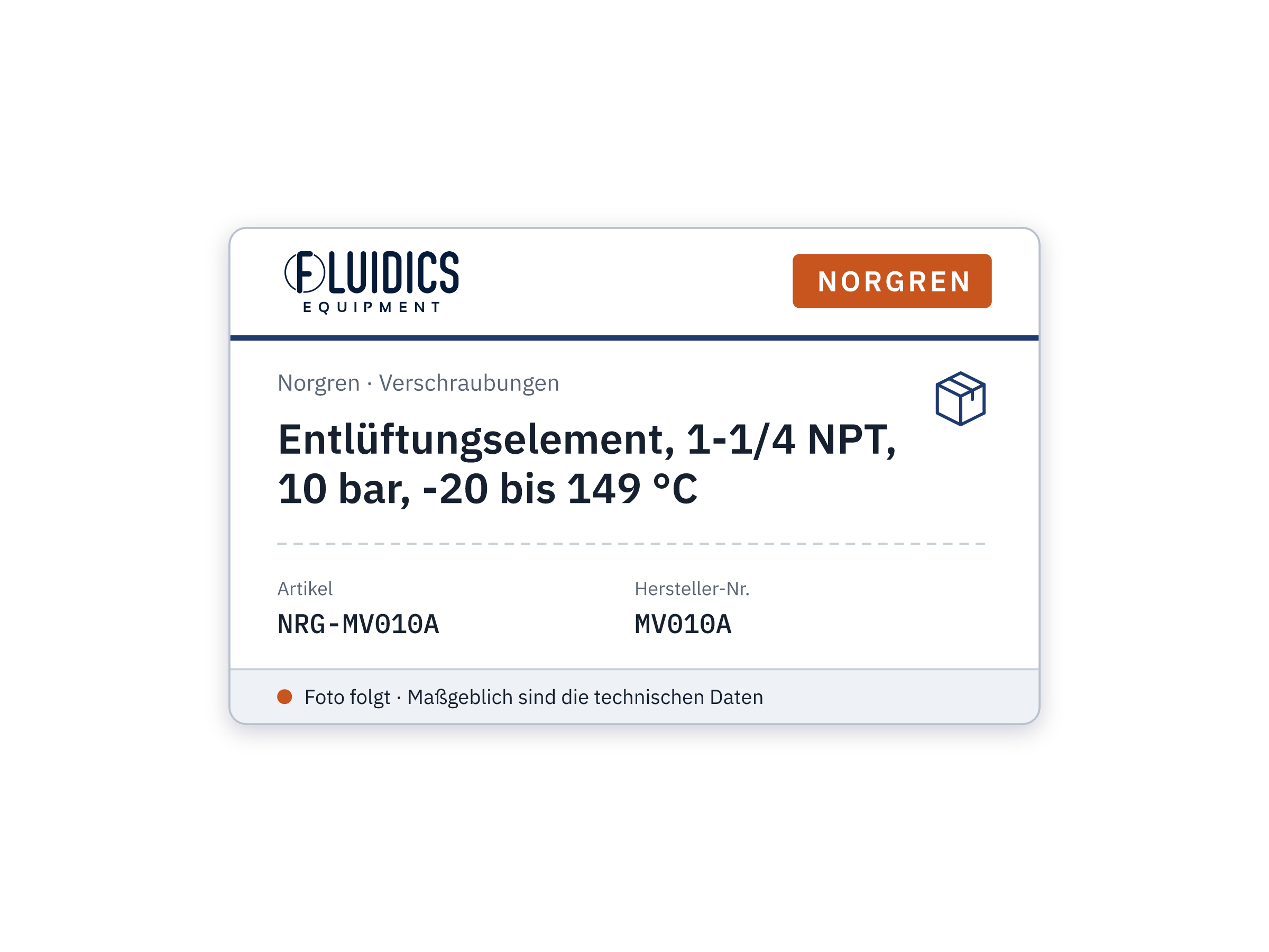 Entlüftungselement, 1-1/4 NPT, 10 bar, -20 bis 149 °C - Norgren MV010A