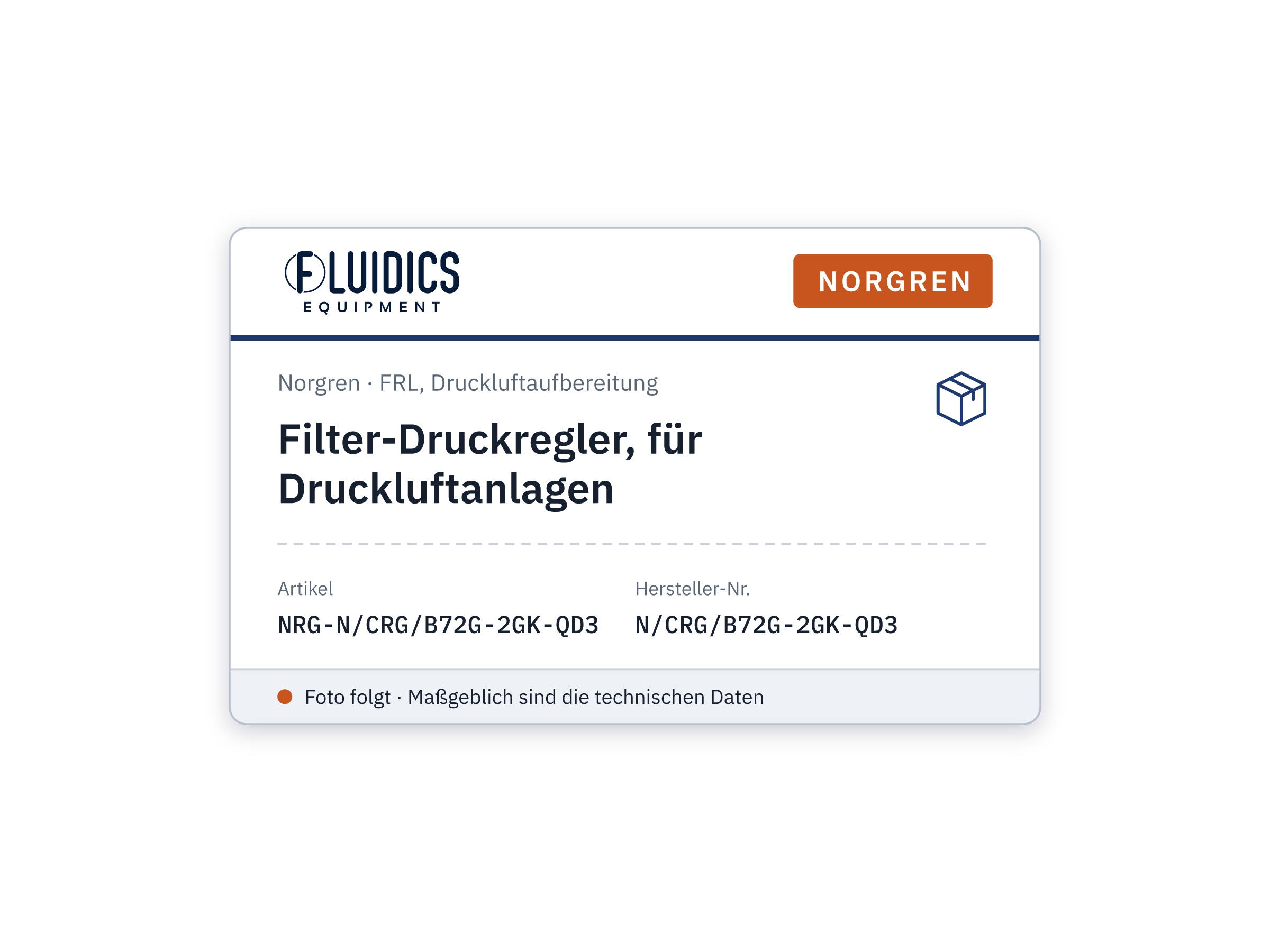 Filter regulator, for compressed air systems - Norgren N/CRG/B72G-2GK-QD3
