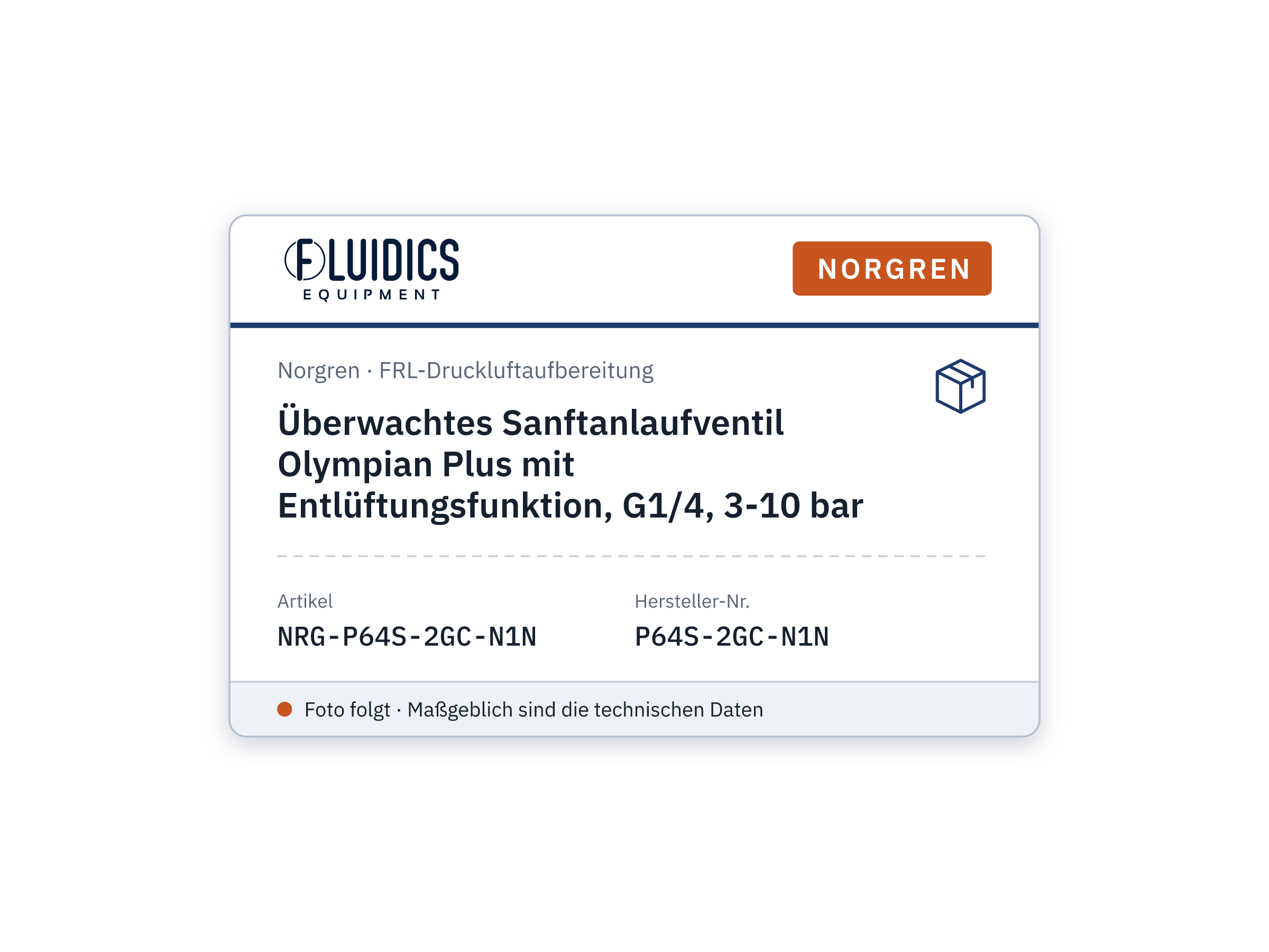 Überwachtes Sanftanlaufventil Olympian Plus mit Entlüftungsfunktion, G1/4, 3-10 bar - Norgren P64S-2GC-N1N