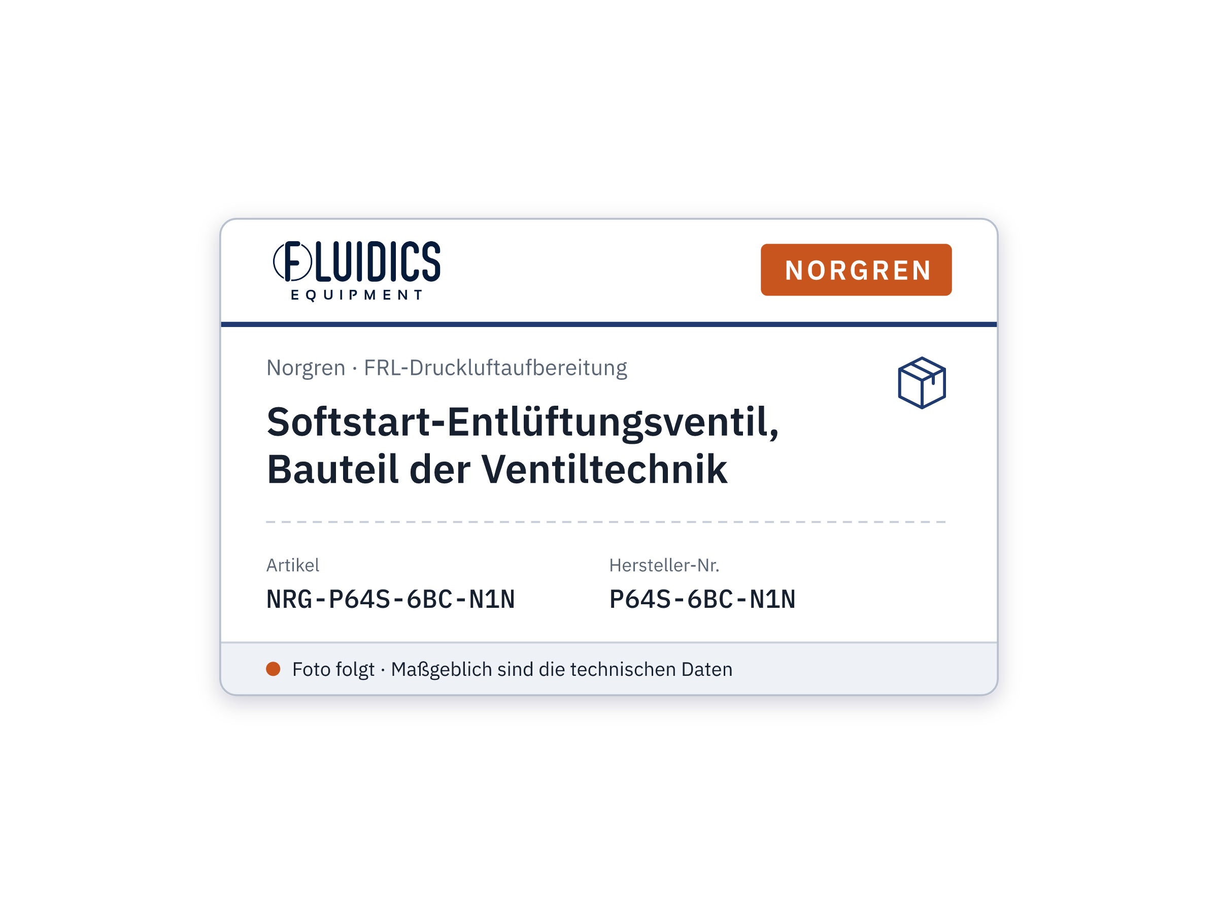 Softstart-Entlüftungsventil, Bauteil der Ventiltechnik - Norgren P64S-6BC-N1N