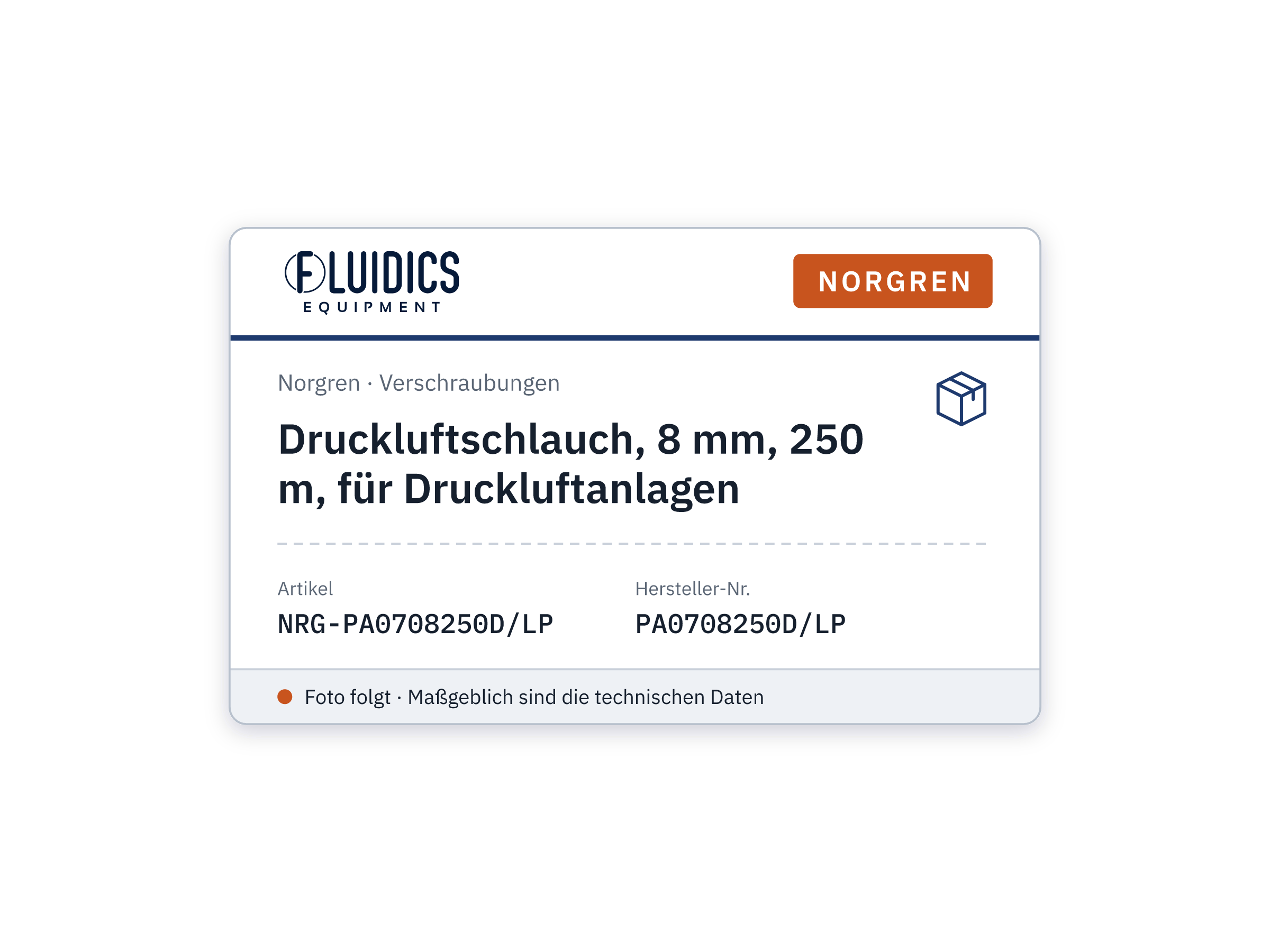 Druckluftschlauch, 8 mm, 250 m, für Druckluftanlagen - Norgren PA0708250D/LP