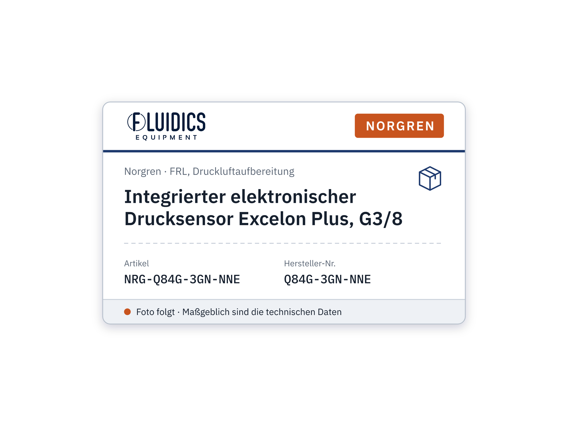 Excelon Plus integrated electronic pressure sensor, G3/8 - Norgren Q84G-3GN-NNE