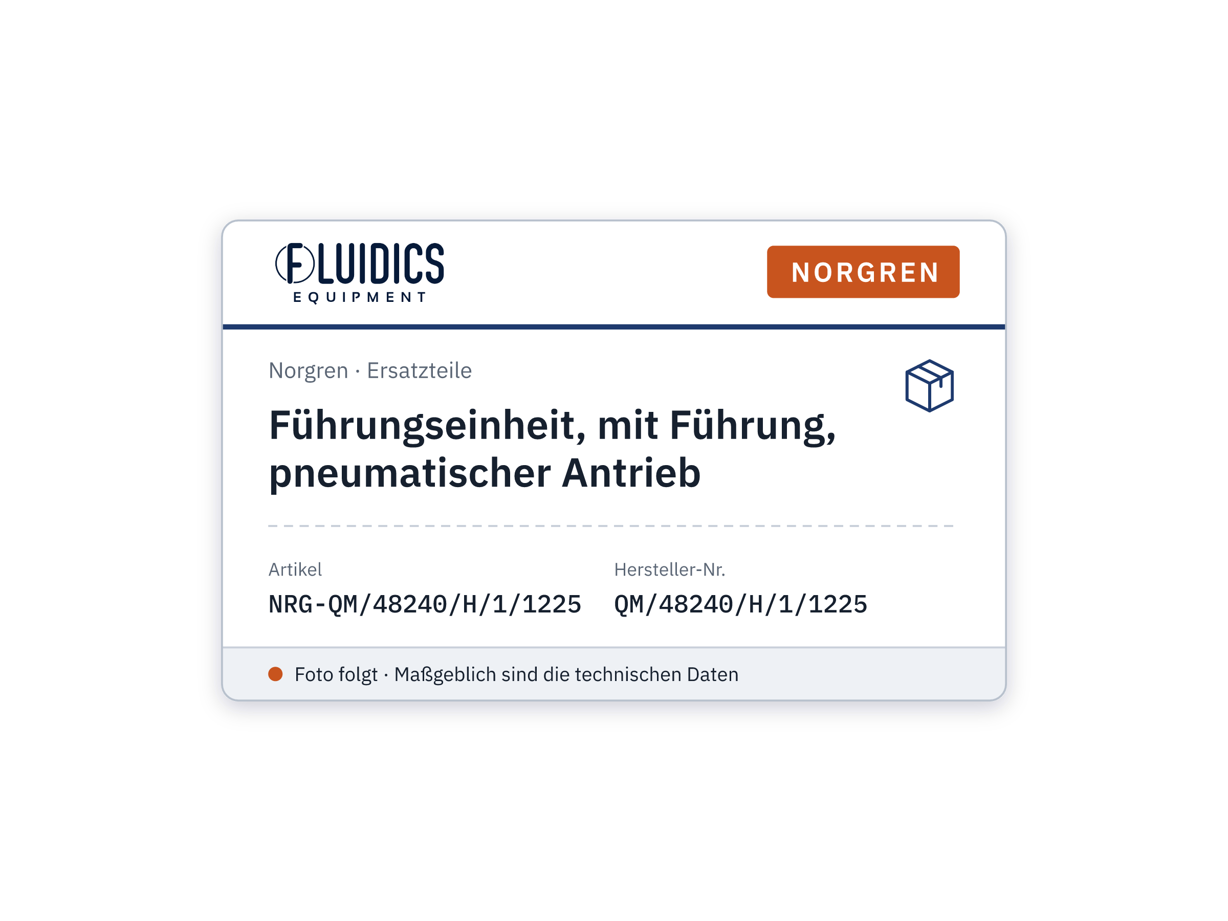 Führungseinheit, mit Führung, pneumatischer Antrieb - Norgren QM/48240/H/1/1225