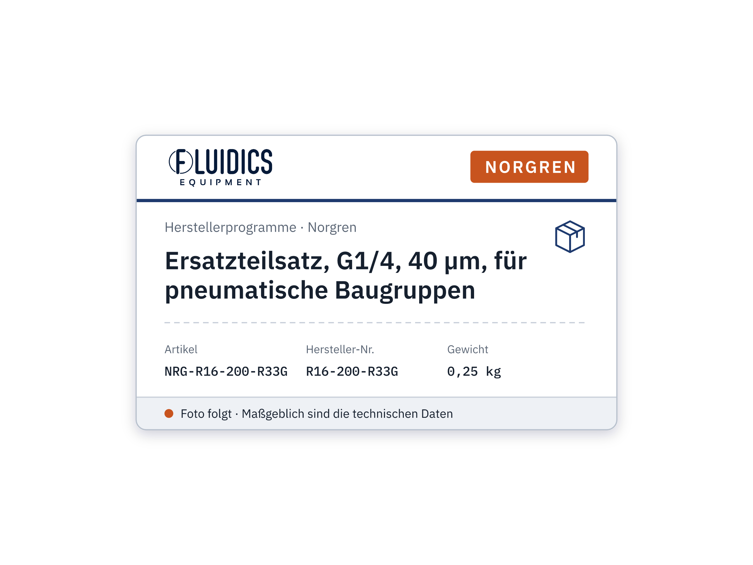 Ersatzteilsatz, G1/4, 40 µm, für pneumatische Baugruppen - Norgren R16-200-R33G