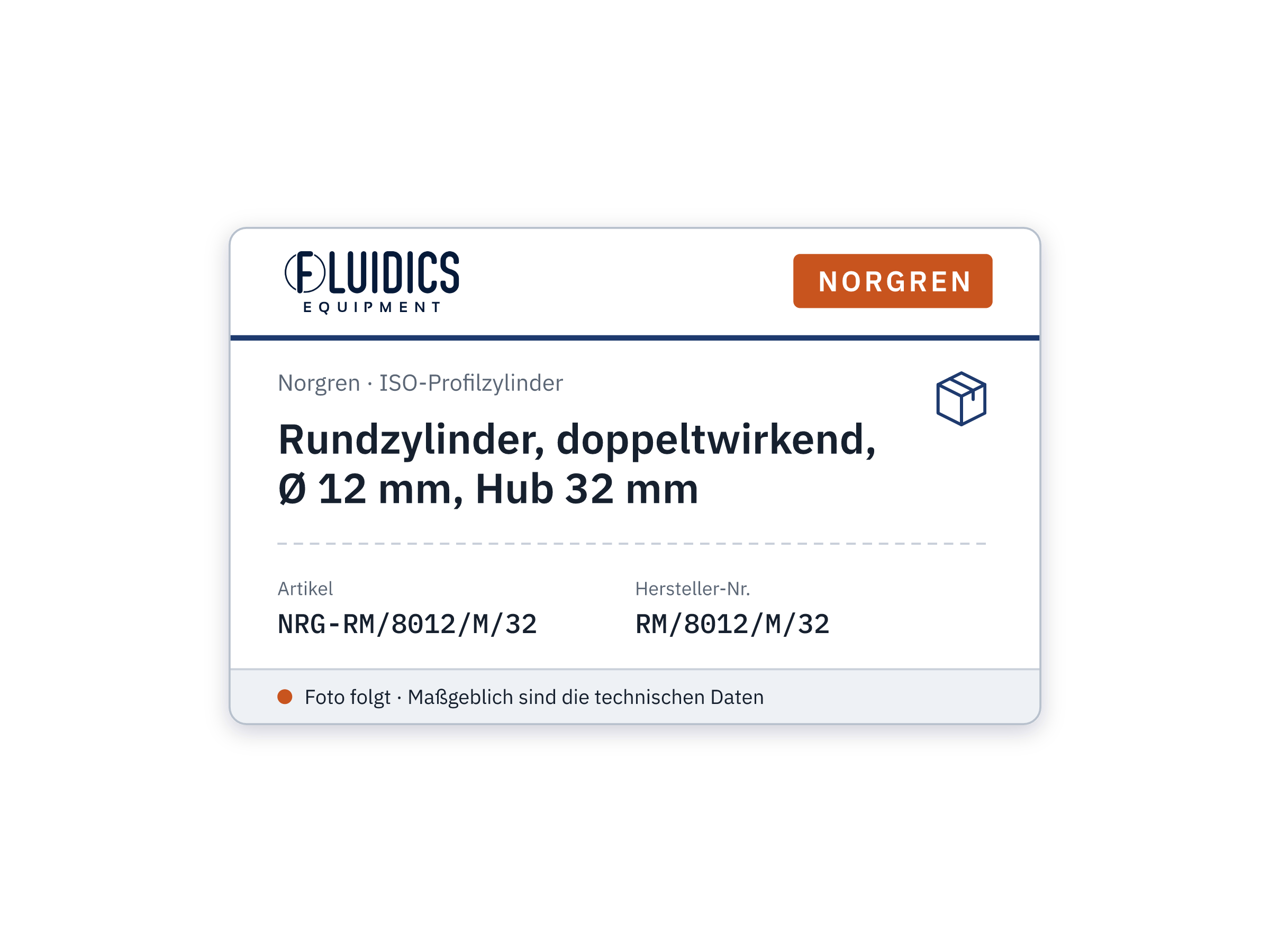 Rundzylinder, doppeltwirkend, Ø 12 mm, Hub 32 mm - Norgren RM/8012/M/32