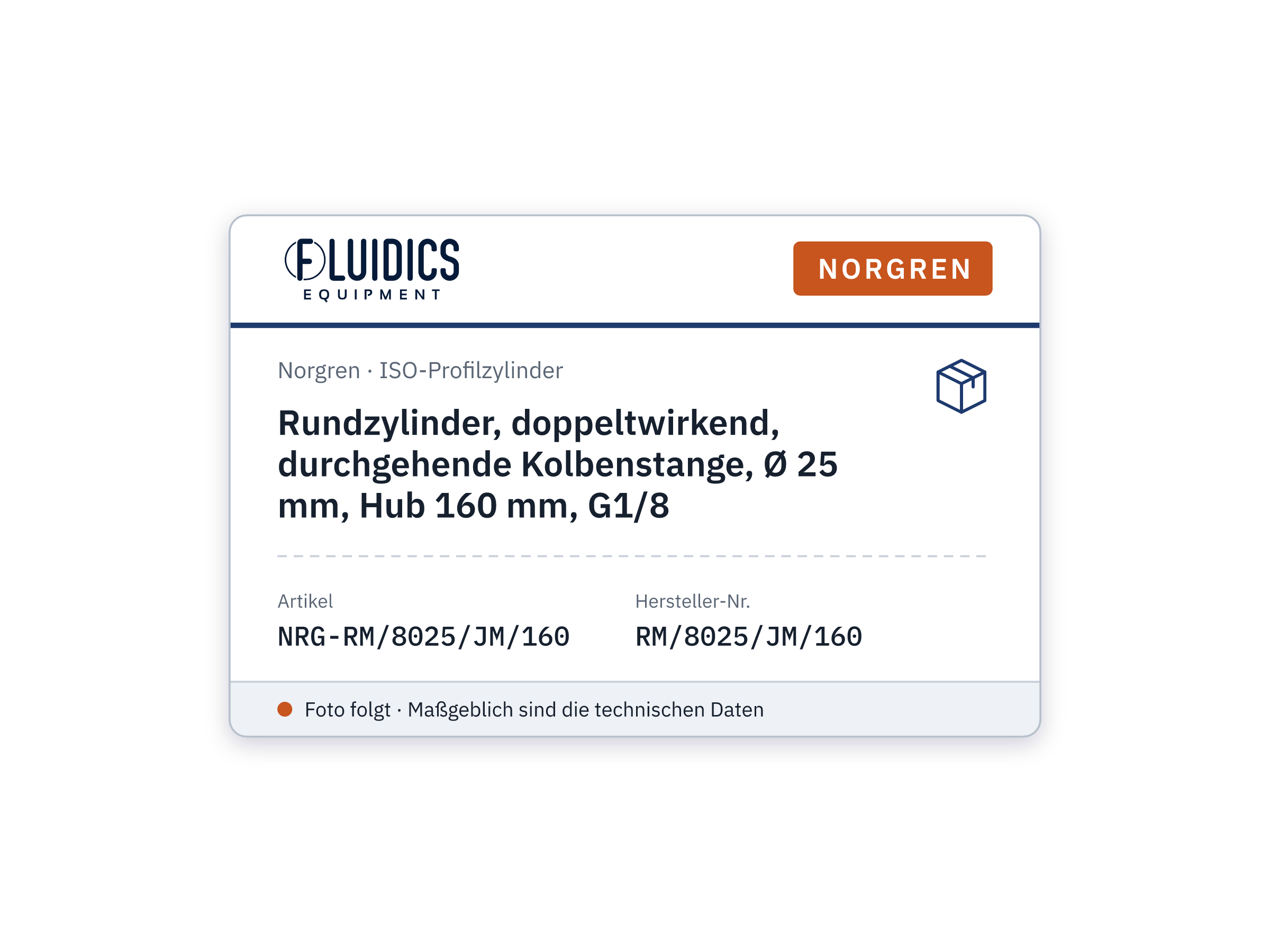 Rundzylinder, doppeltwirkend, durchgehende Kolbenstange, Ø 25 mm, Hub 160 mm, G1/8 - Norgren RM/8025/JM/160