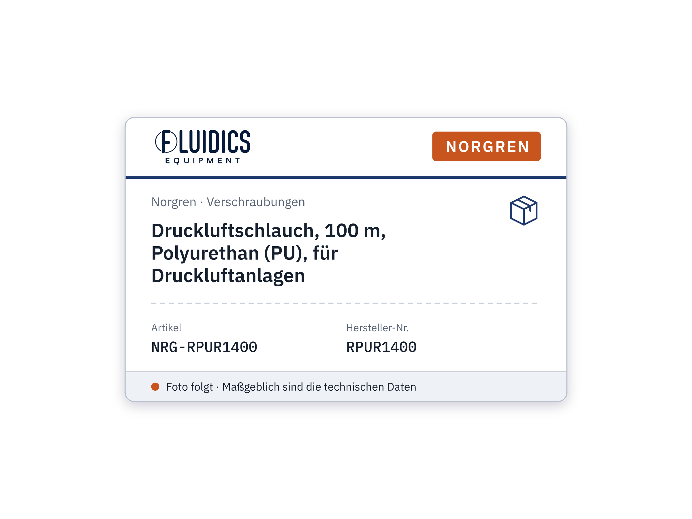 Druckluftschlauch, 100 m, Polyurethan (PU), für Druckluftanlagen - Norgren RPUR1400