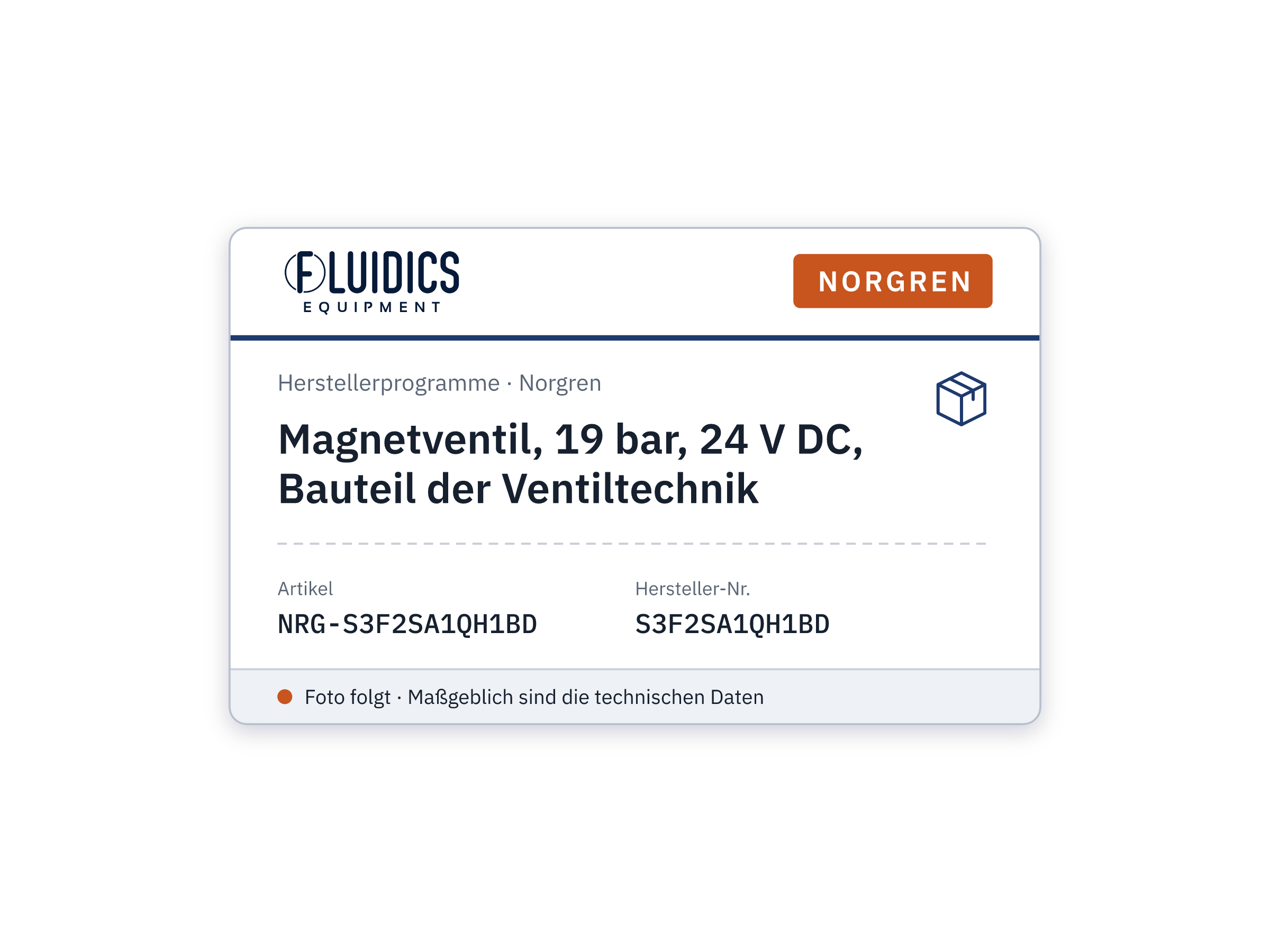 Magnetventil, 19 bar, 24 V DC, Bauteil der Ventiltechnik - Norgren S3F2SA1QH1BD