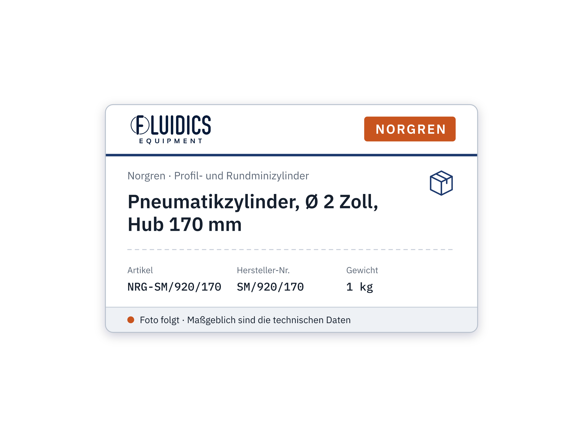 Pneumatikzylinder, Ø 2 Zoll, Hub 170 mm - Norgren SM/920/170