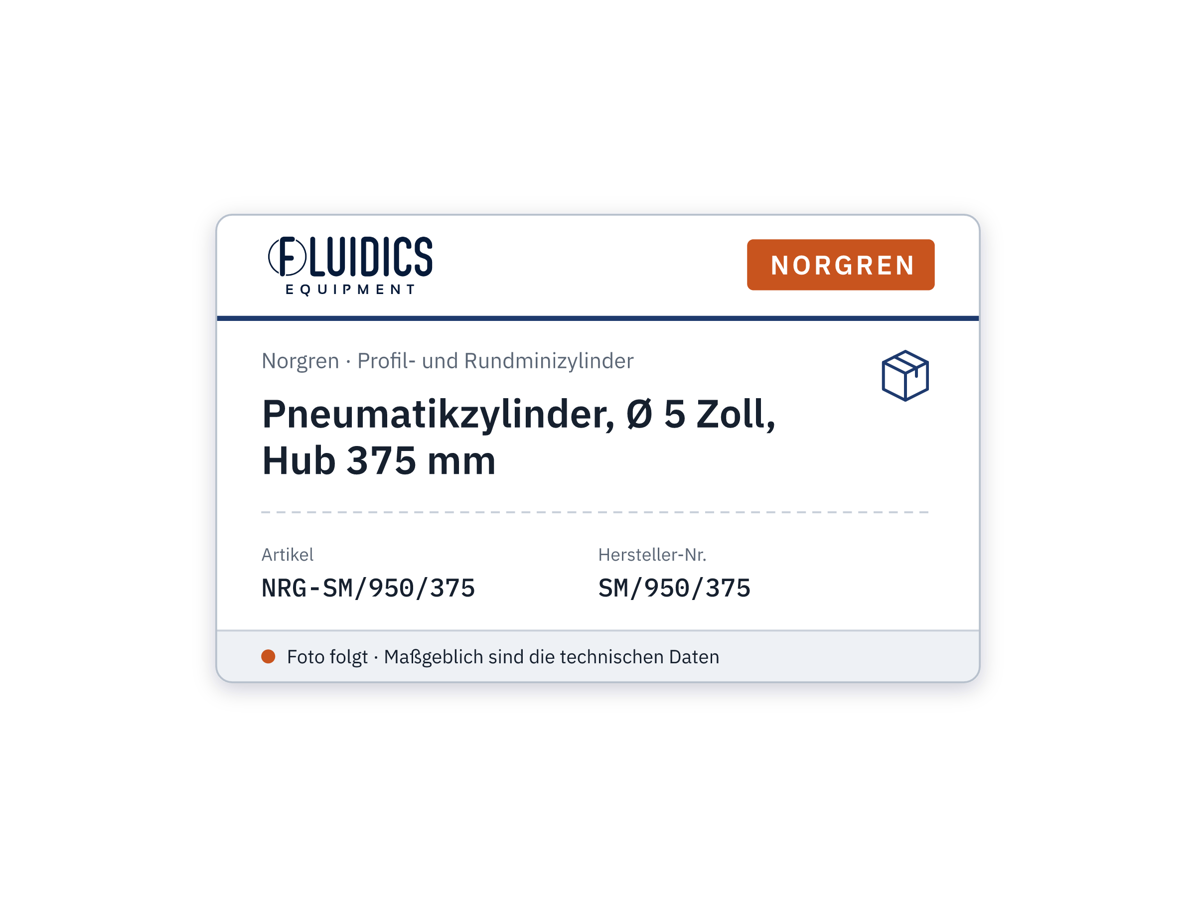 Pneumatikzylinder, Ø 5 Zoll, Hub 375 mm - Norgren SM/950/375
